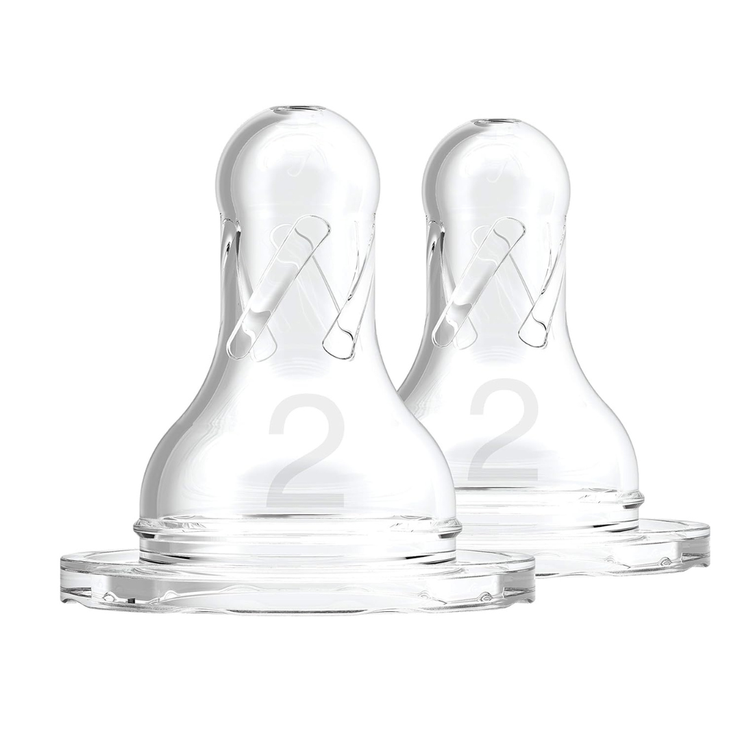Dr. Brown's Natural Flow Narrow Nipple-Level 2 Anti Colic Vent System-Pack of 2-Feeding Bottle Teat