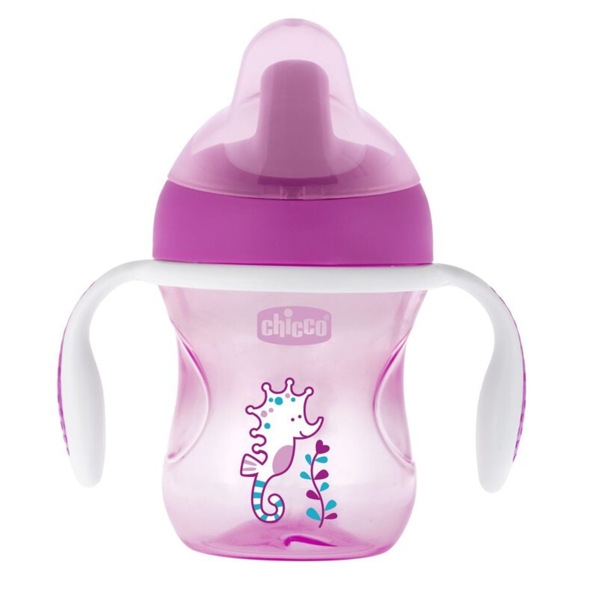 Chicco Training Cup 200ml from 6 Months - Seahorse pink color