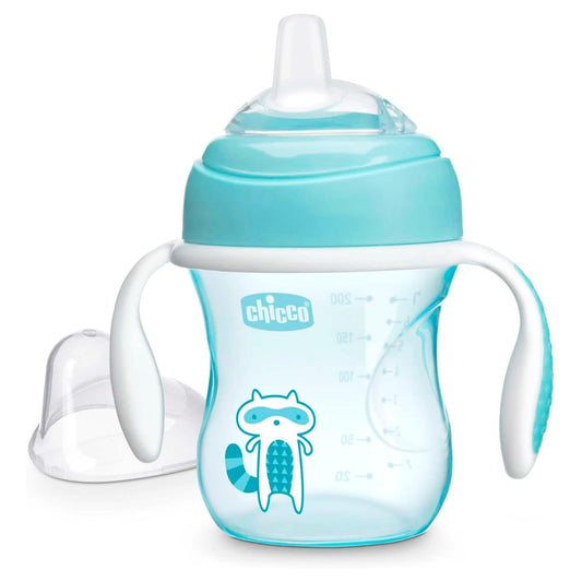 Chicco - Transition Cup - Ergonomic Silicone Spout - Double Anti Colic Valve - BPA Free - 200ml - 4+ Months - Blue