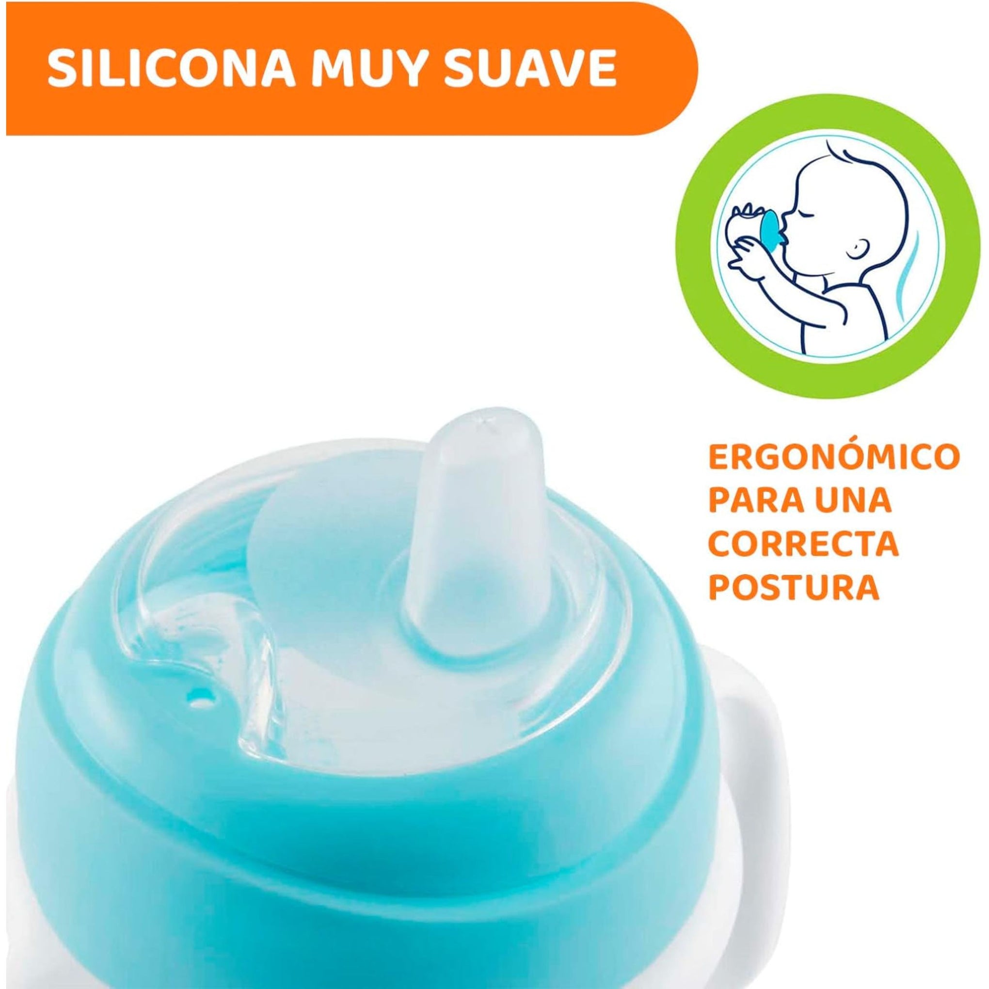 Chicco - Transition Cup - Ergonomic Silicone Spout - Double Anti Colic Valve - BPA Free - 200ml - 4+ Months - Blue
