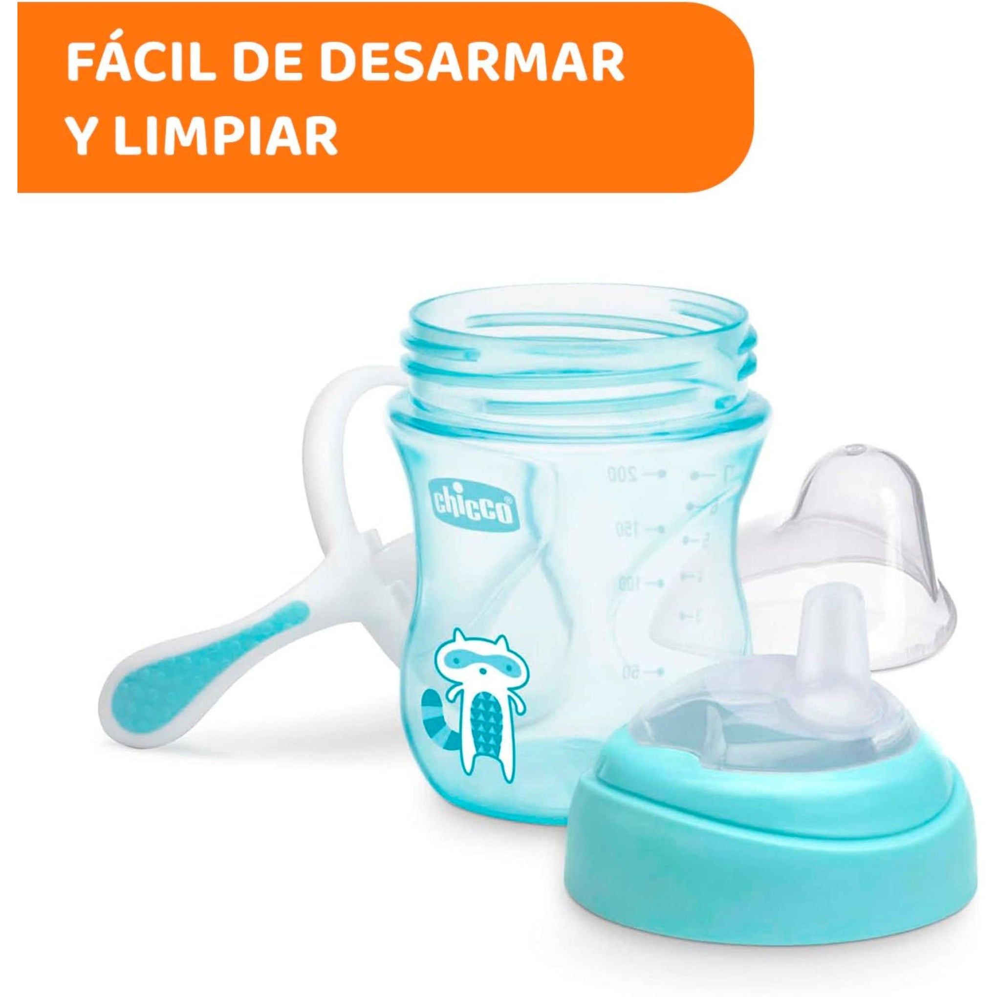 Chicco - Transition Cup - Ergonomic Silicone Spout - Double Anti Colic Valve - BPA Free - 200ml - 4+ Months - Blue