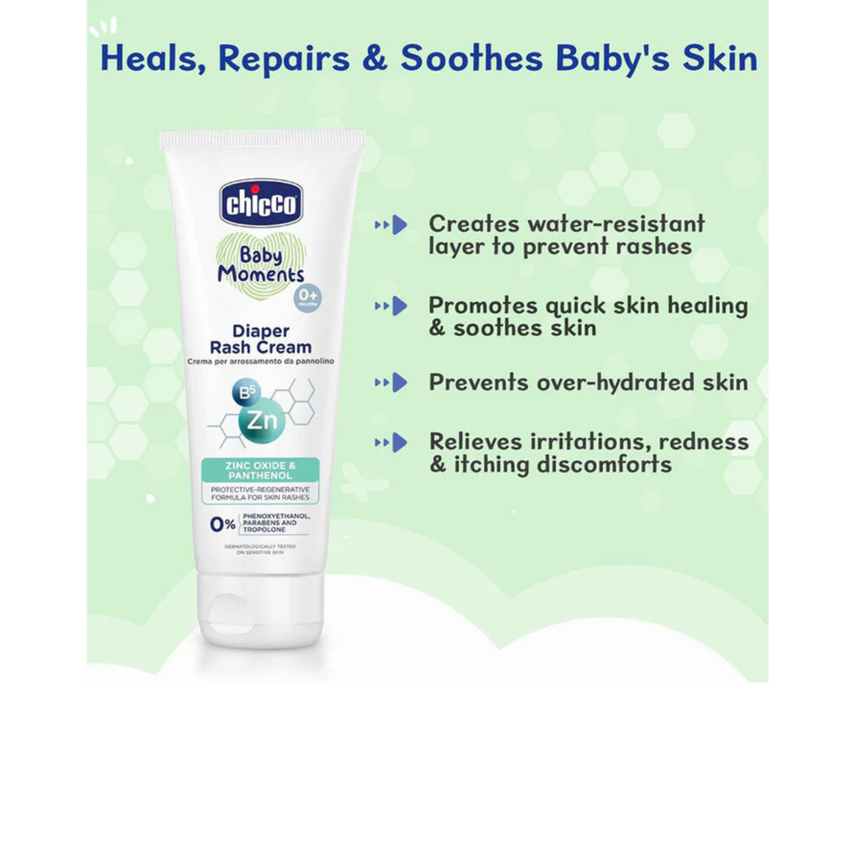 Prevent Brand Rash Chicco Baby Moments Diaper Rash Cream with Zinc Oxide & Vitamin B5 ...