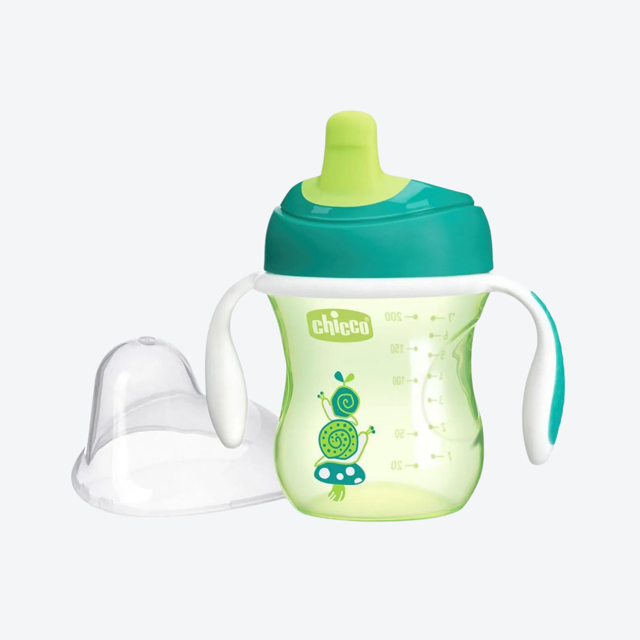 Chicco Training Cup Spout Sipper-With Semi Soft Silicone Spout-Spill Proof-Assorted (Green/Orange)-200 ml