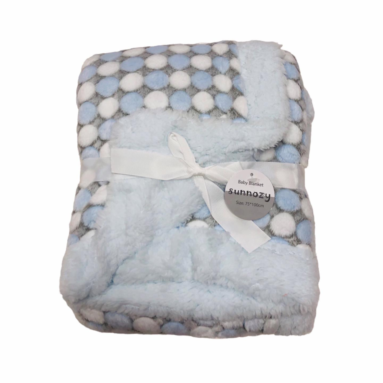 SUNNOZY Baby Double Layer Blanket – Blue Plush Sherpa Blanket for Newborns (75×100cm)