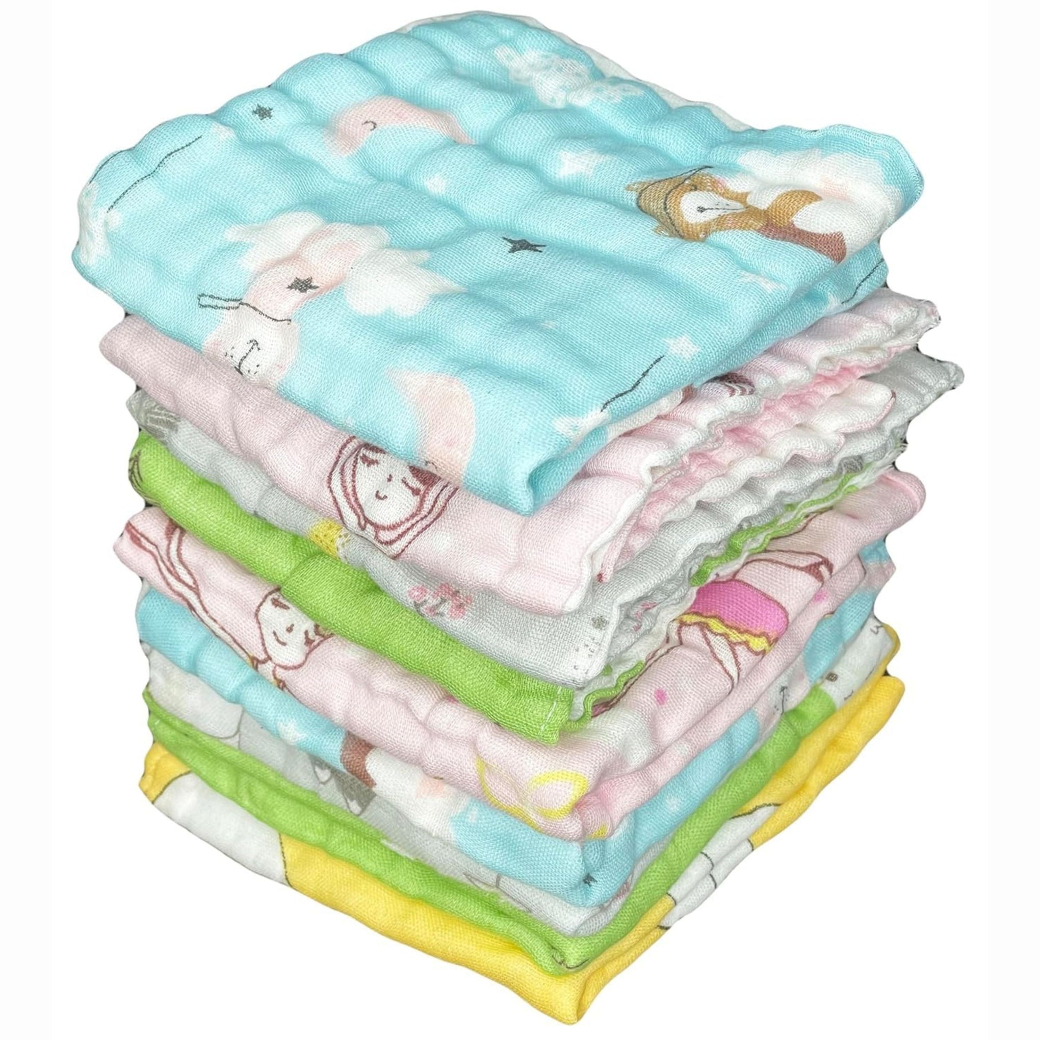 Smile Baby Soft Muslin Shark 100% Organic Bamboo Cotton Bath face New Born Baby Extra Soft Hankies Reusable Napkins for Infants Toddlers Towels Set (colorful ). (5 PEC)