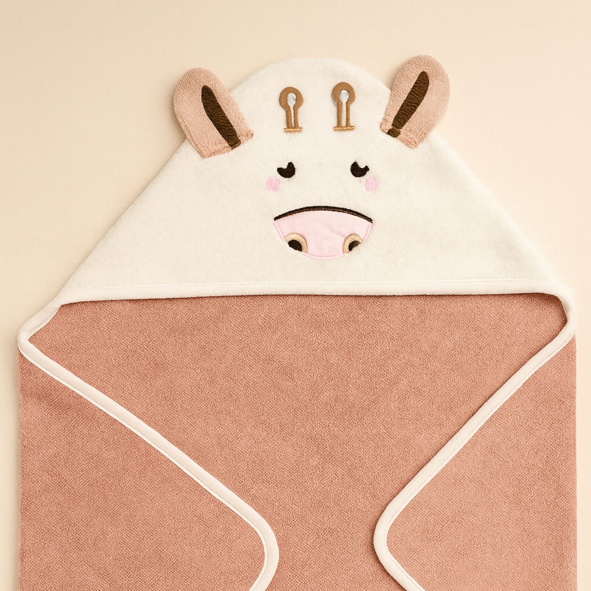 Smile Baby Soft Hooded Baby Towel | Animal Cow Face Design | 0–12 Months | Ultra-Absorbent Cotton | Newborn Bath Wrap
