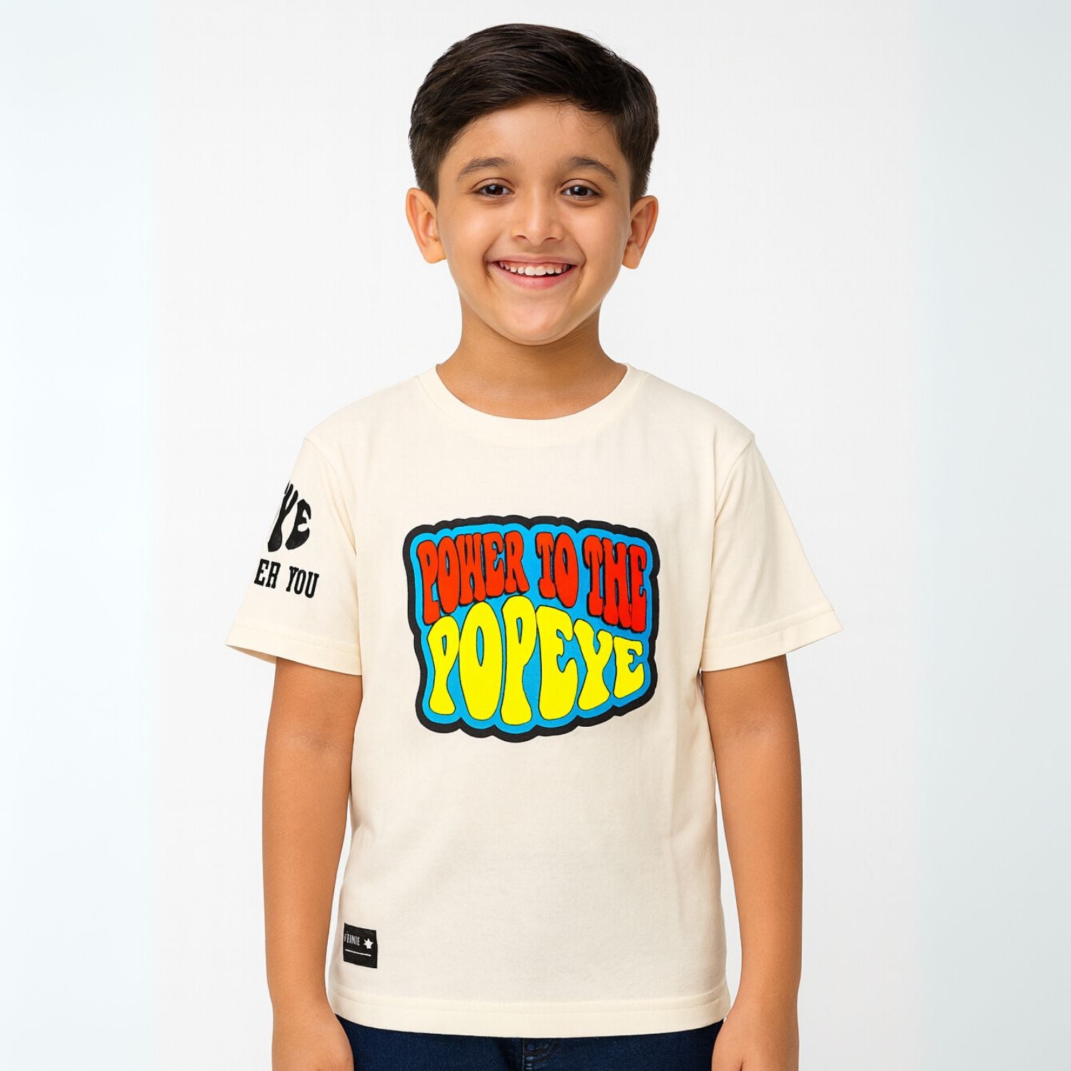 COOLEST Boys Popeye Graphic T-Shirt | Age 12 Months – 12 Years | Cream, R.Green, B.Green