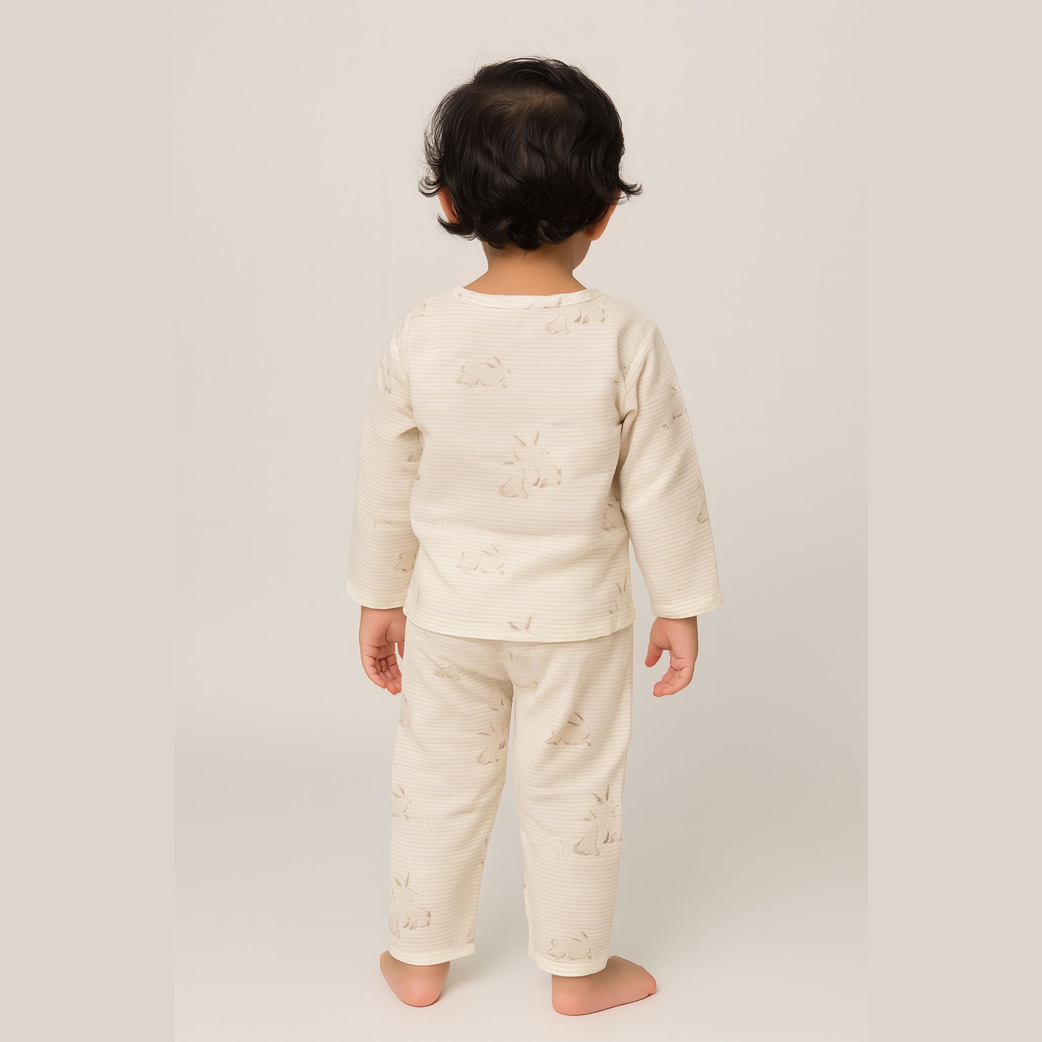 TOFFY HOUSE Soft Cotton Night Suit – Bunny Print | Full Sleeve | Wooden Look Buttons | Unisex |  9 Months – 3 Years