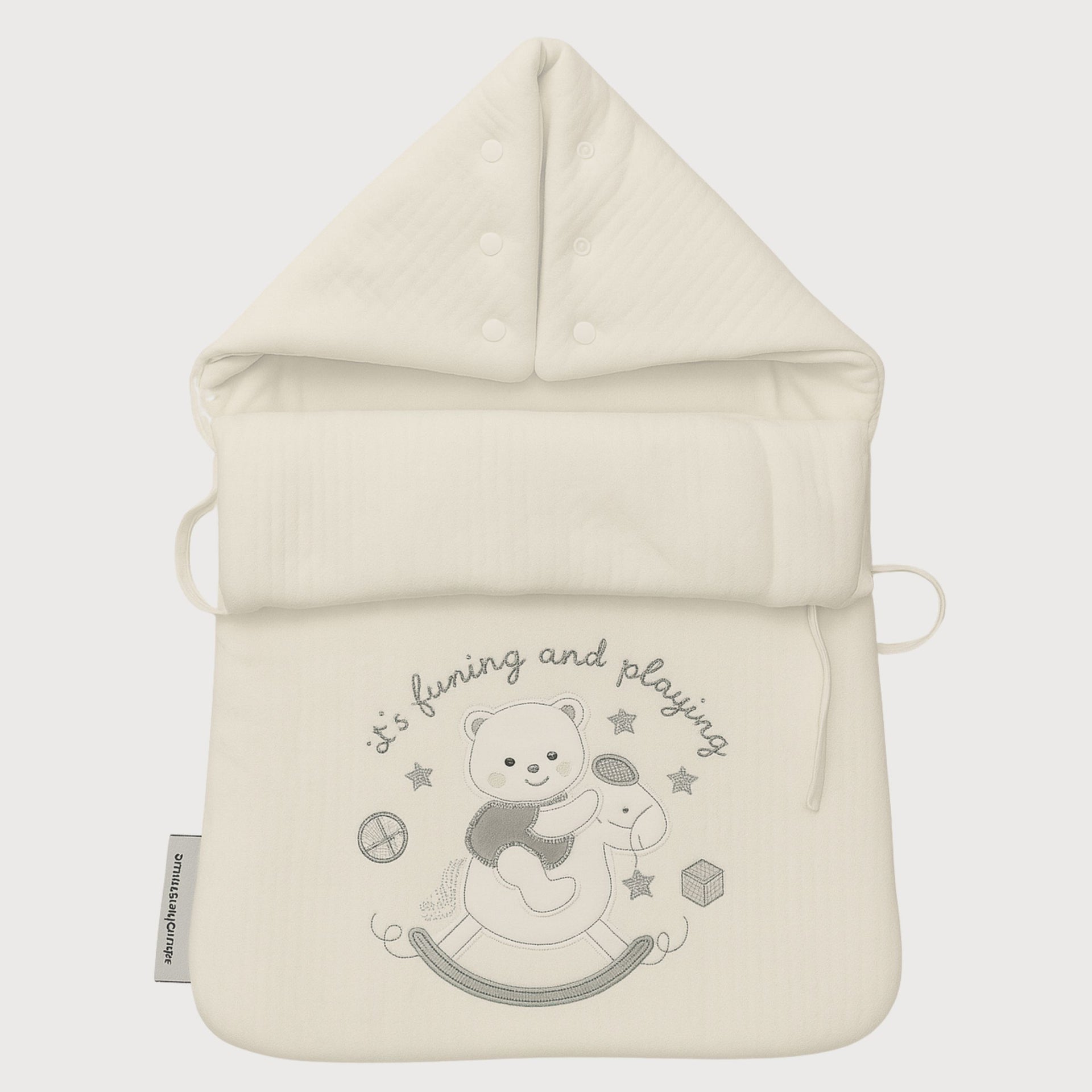 SMILE BABY Soft Sky Blue , pink & cream color's Baby Sleeping Bag – Quilted Cotton | Hooded Wrap with Teddy Bear Embroidery | Newborn to 6 Months | Cozy & Breathable