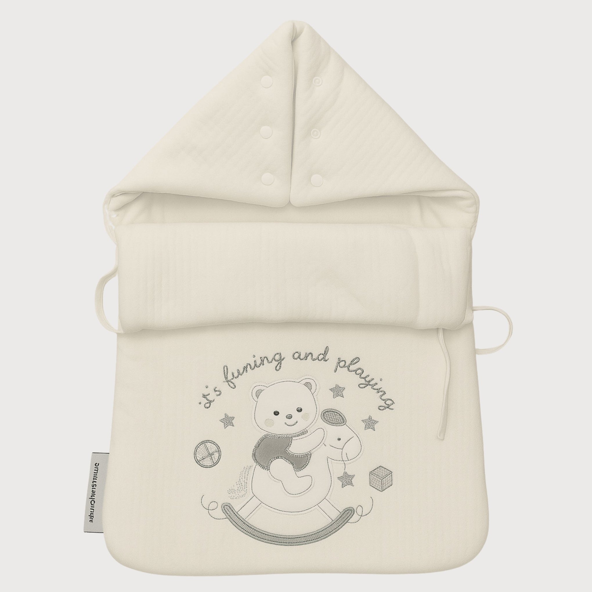 SMILE BABY Soft Sky Blue , pink & cream color's Baby Sleeping Bag – Quilted Cotton | Hooded Wrap with Teddy Bear Embroidery | Newborn to 6 Months | Cozy & Breathable