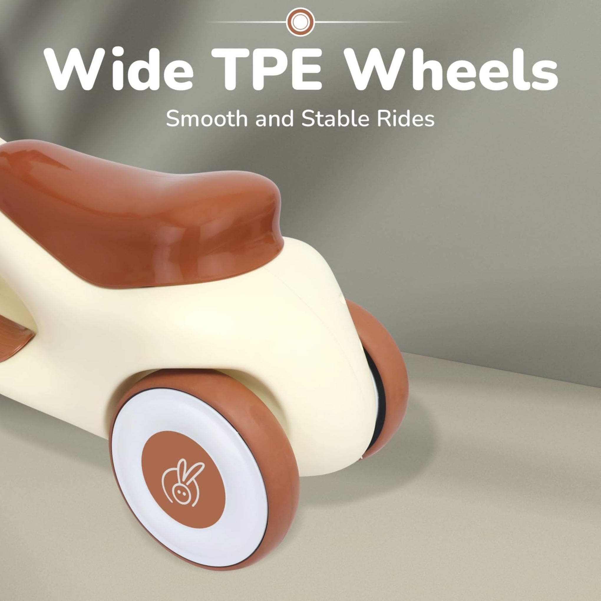 R for Rabbit Speedster Zoomy Push Ride-On for Baby, Wide TPE Wheels with Ergonomic & Comfortable Seat, Non Slip Footrest for 1 to 4 Years Kids, 20 Kgs Weight Capacity (Cream Brown)