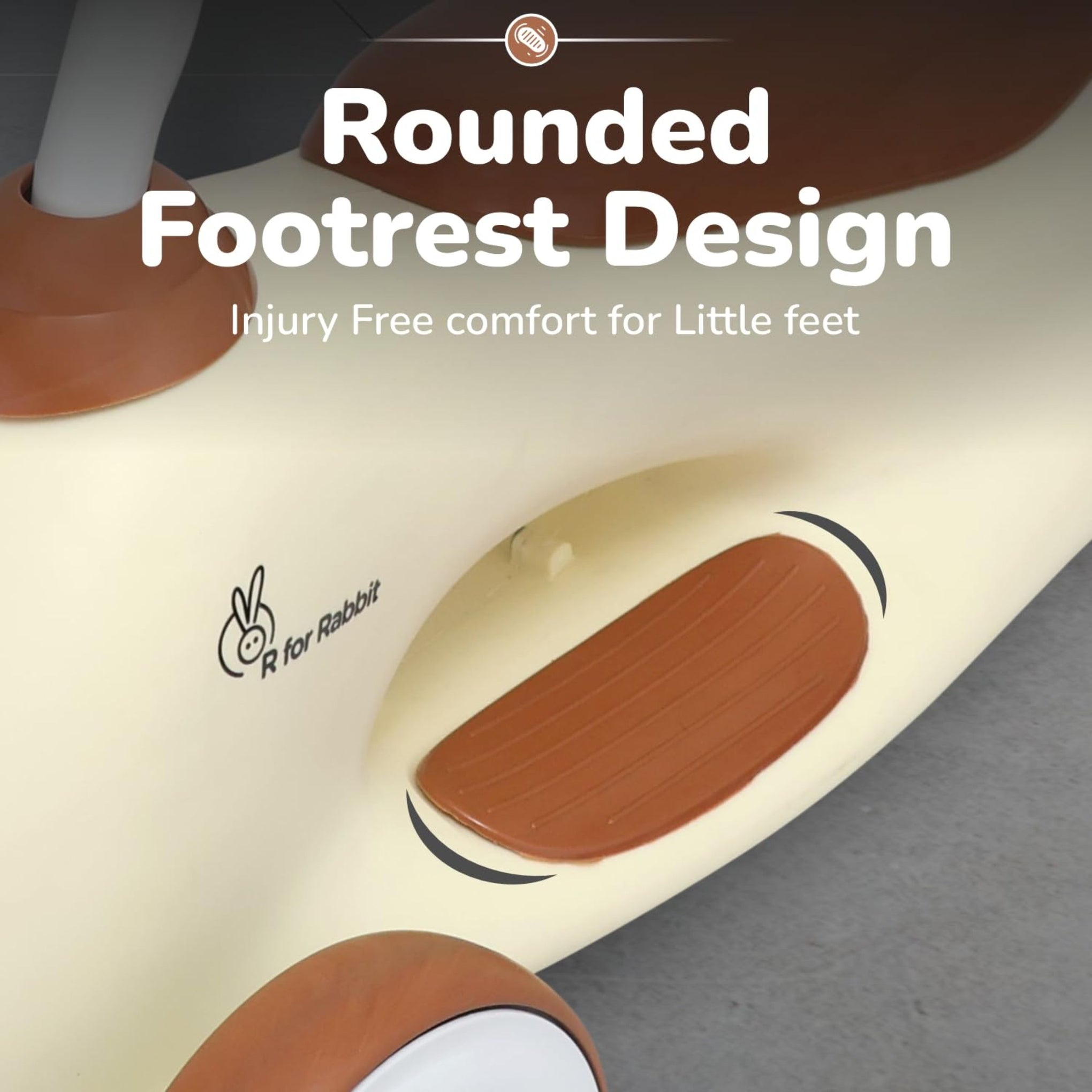 R for Rabbit Speedster Zoomy Push Ride-On for Baby, Wide TPE Wheels with Ergonomic & Comfortable Seat, Non Slip Footrest for 1 to 4 Years Kids, 20 Kgs Weight Capacity (Cream Brown)