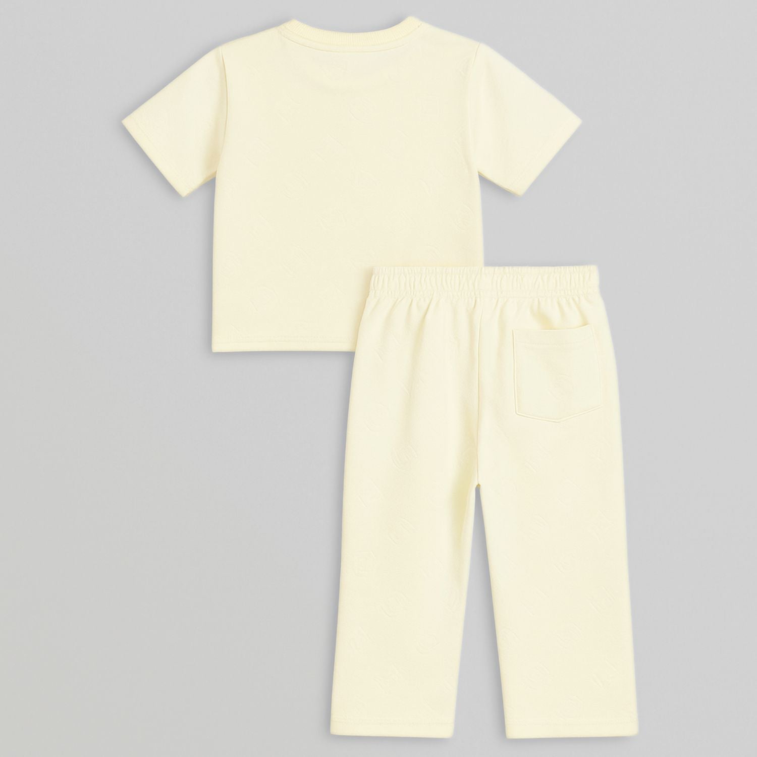 COOLEST Boys’ Track Suit – T-Shirt & Pant Set with Denim “Coolest” Patch | Ages 3–12 Years | Cream, Brown & Black