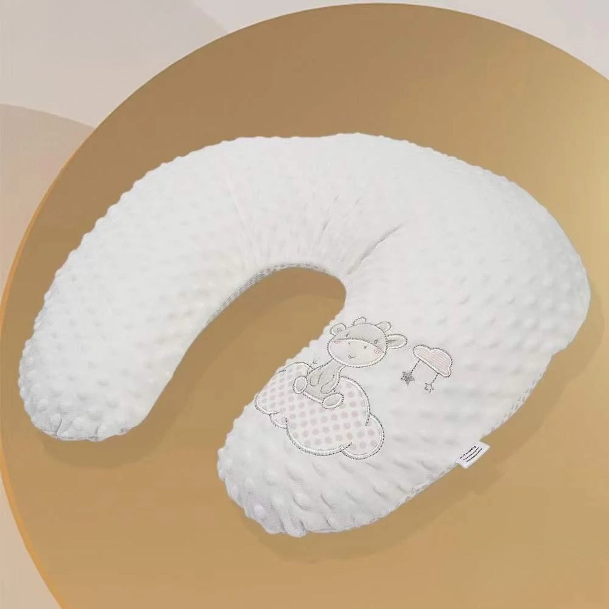 Smile Baby Ultra Soft Nursing Pillow for Newborns – White Dot Texture with Cute Giraffe Embroidery | Support Cushion for Feeding & Tummy Time (0–12 Months)