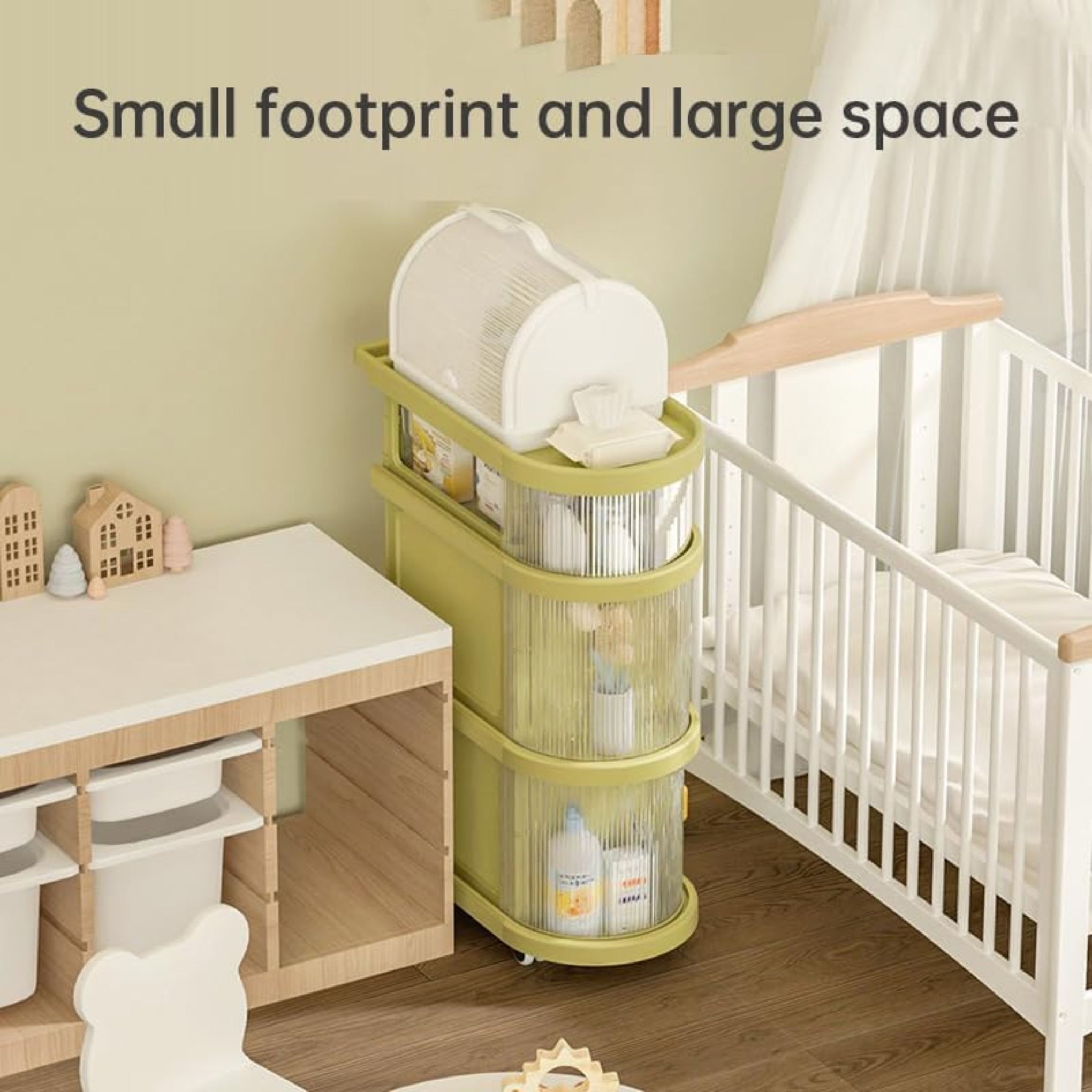 Baby Storage Rack Trolley| 3 Layer Baby Cart Organizer with Caster Wheels for Kitchen,Living Room, Bedroom| Freestanding Storage Cabinet | Movable Trolley | Multi Storage Drawer Organizer