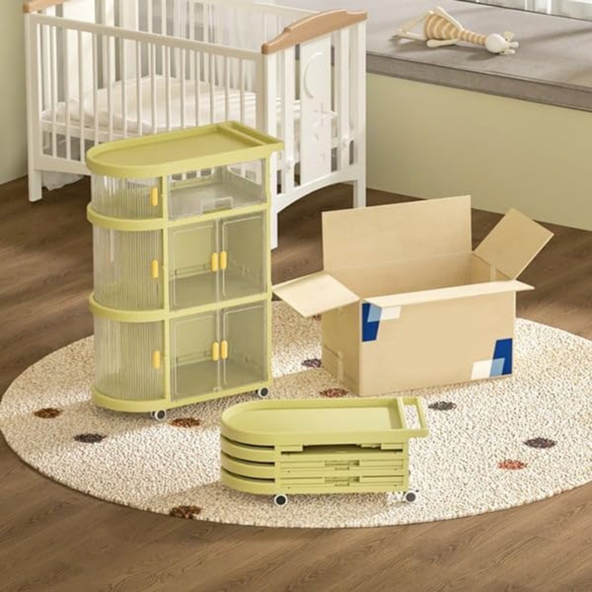 Baby Storage Rack Trolley| 3 Layer Baby Cart Organizer with Caster Wheels for Kitchen,Living Room, Bedroom| Freestanding Storage Cabinet | Movable Trolley | Multi Storage Drawer Organizer