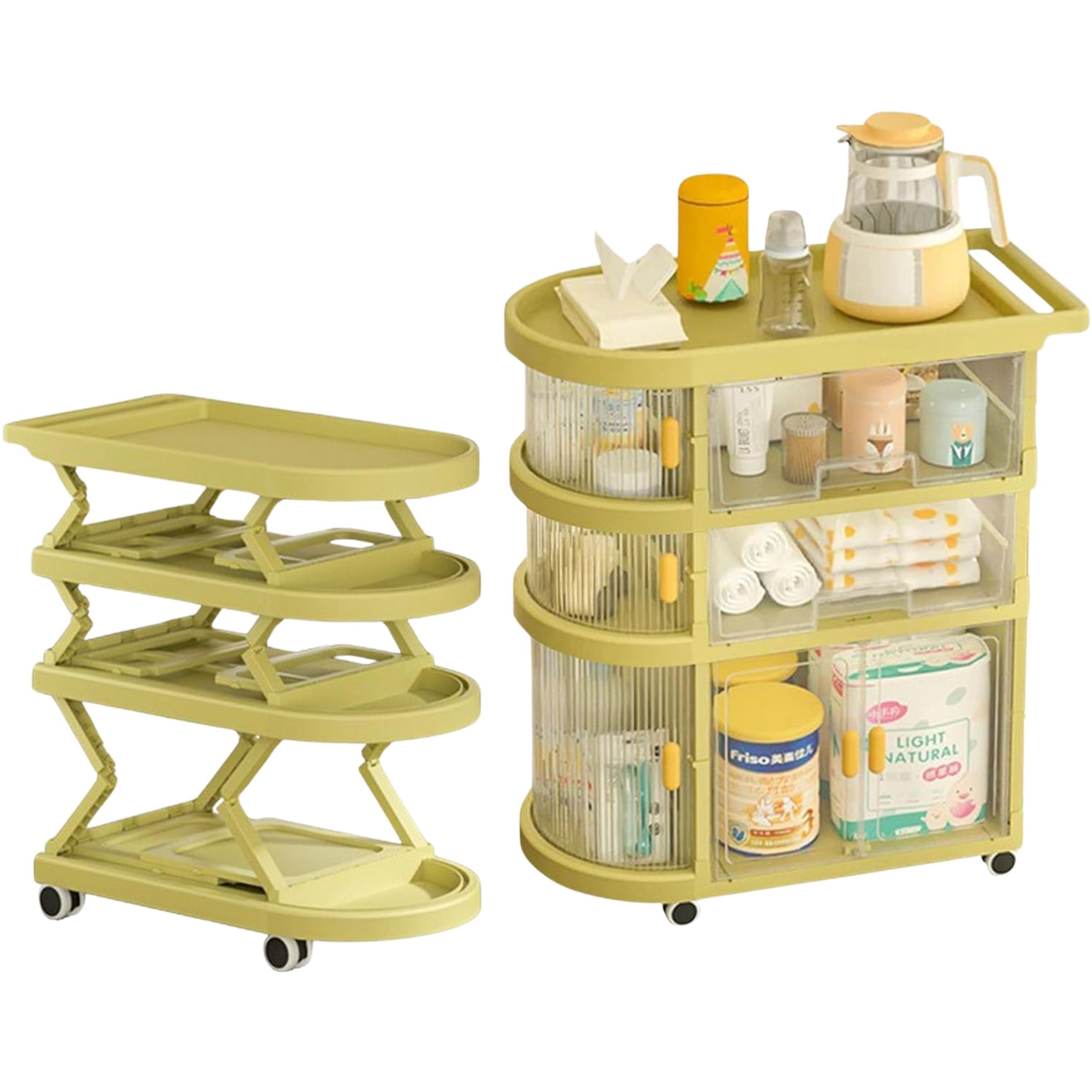 Baby Storage Rack Trolley| 3 Layer Baby Cart Organizer with Caster Wheels for Kitchen,Living Room, Bedroom| Freestanding Storage Cabinet | Movable Trolley | Multi Storage Drawer Organizer