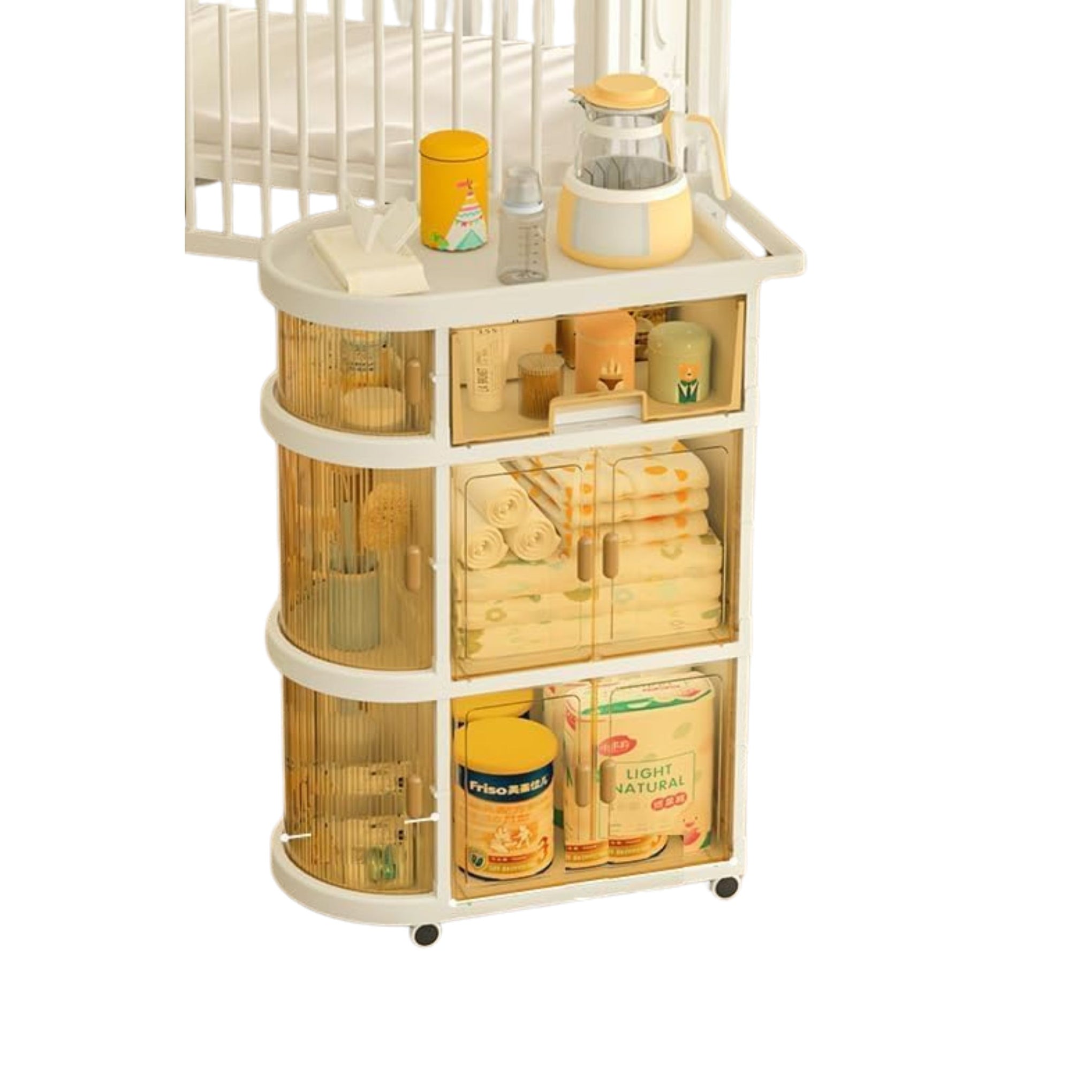 Baby Storage Rack Trolley| 3 Layer Baby Cart Organizer with Caster Wheels for Kitchen,Living Room, Bedroom| Freestanding Storage Cabinet | Movable Trolley | Multi Storage Drawer Organizer