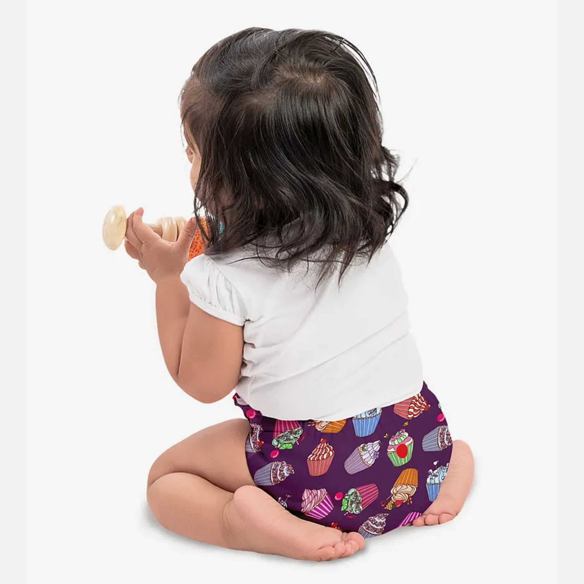 SuperBottoms Super Bottoms Basic Reusable Cloth Diaper Cupcake Print- Multicolor
