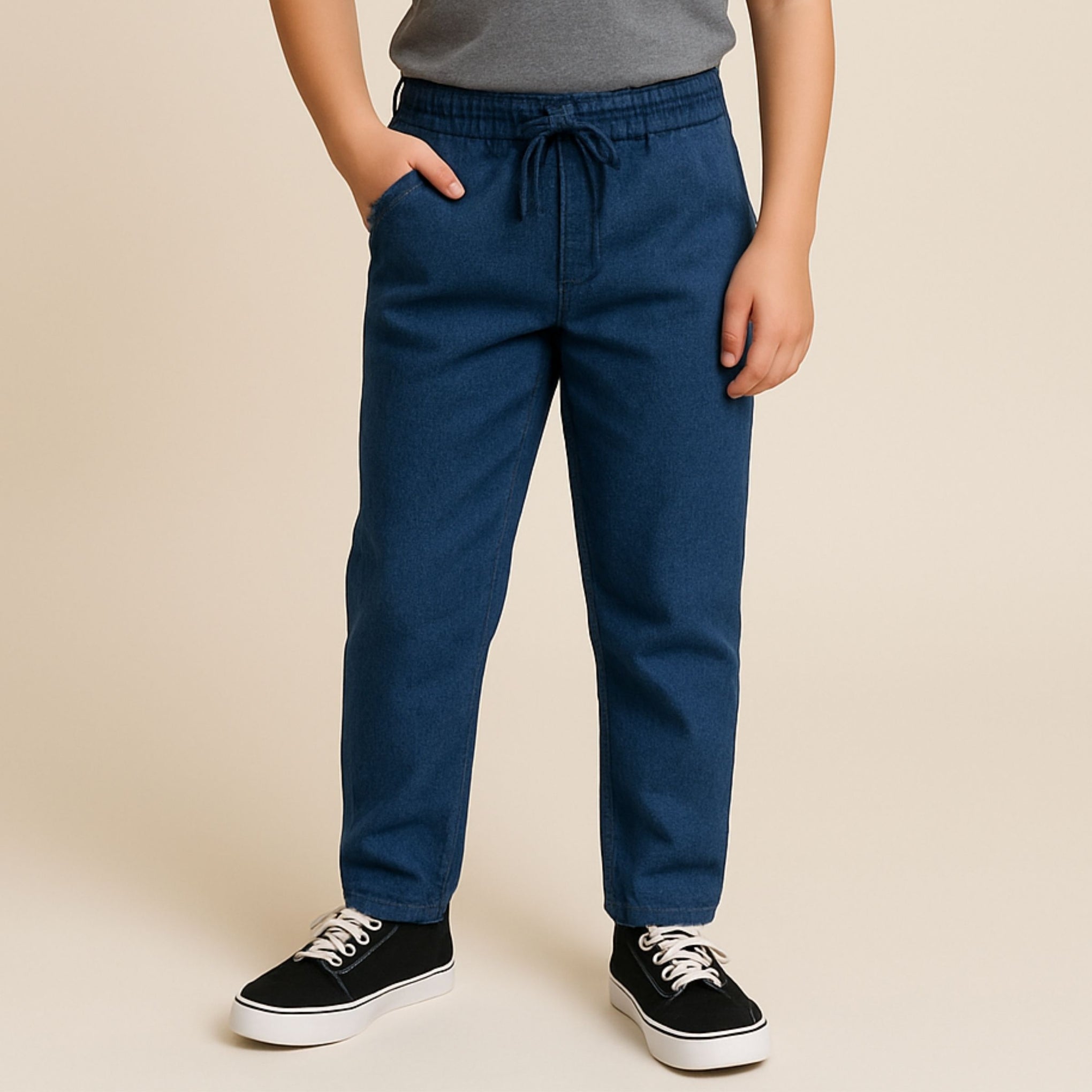 BLAZO Boys’ Denim Blue, Linen Pants – Soft & Breathable | Elastic Waist | Age 12 Month –12 Years