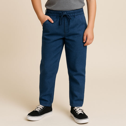BLAZO Boys’ Denim Blue, Linen Pants – Soft & Breathable | Elastic Waist | Age 12 Month –12 Years