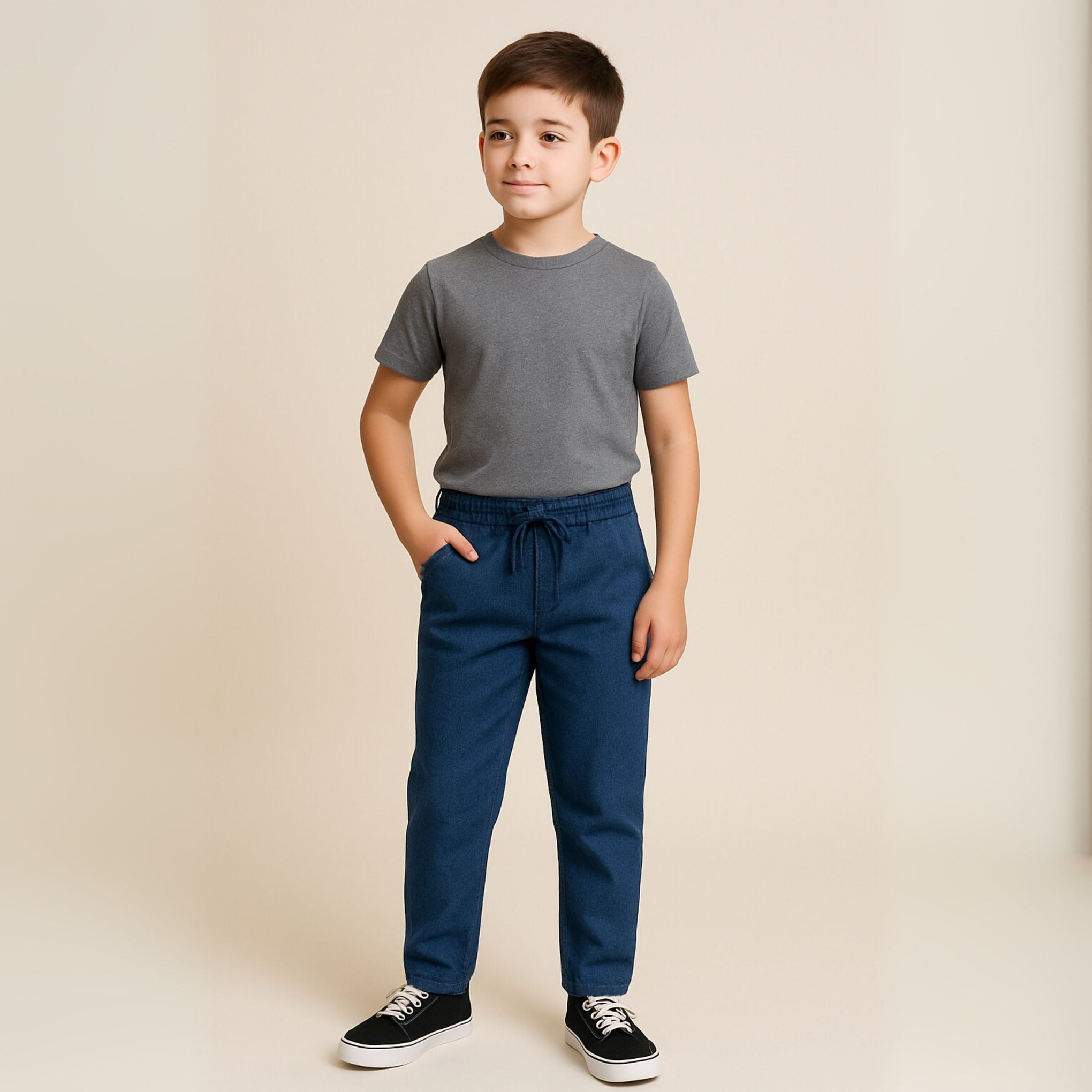 BLAZO Boys’ Denim Blue, Linen Pants – Soft & Breathable | Elastic Waist | Age 12 Month –12 Years