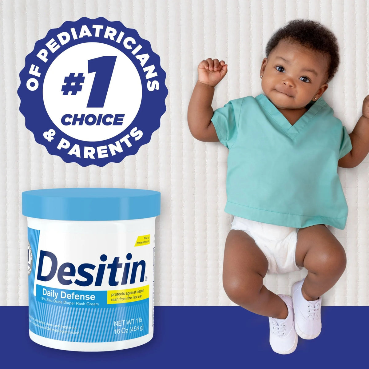 Desitin Daily Defense diaper rash cream with baby