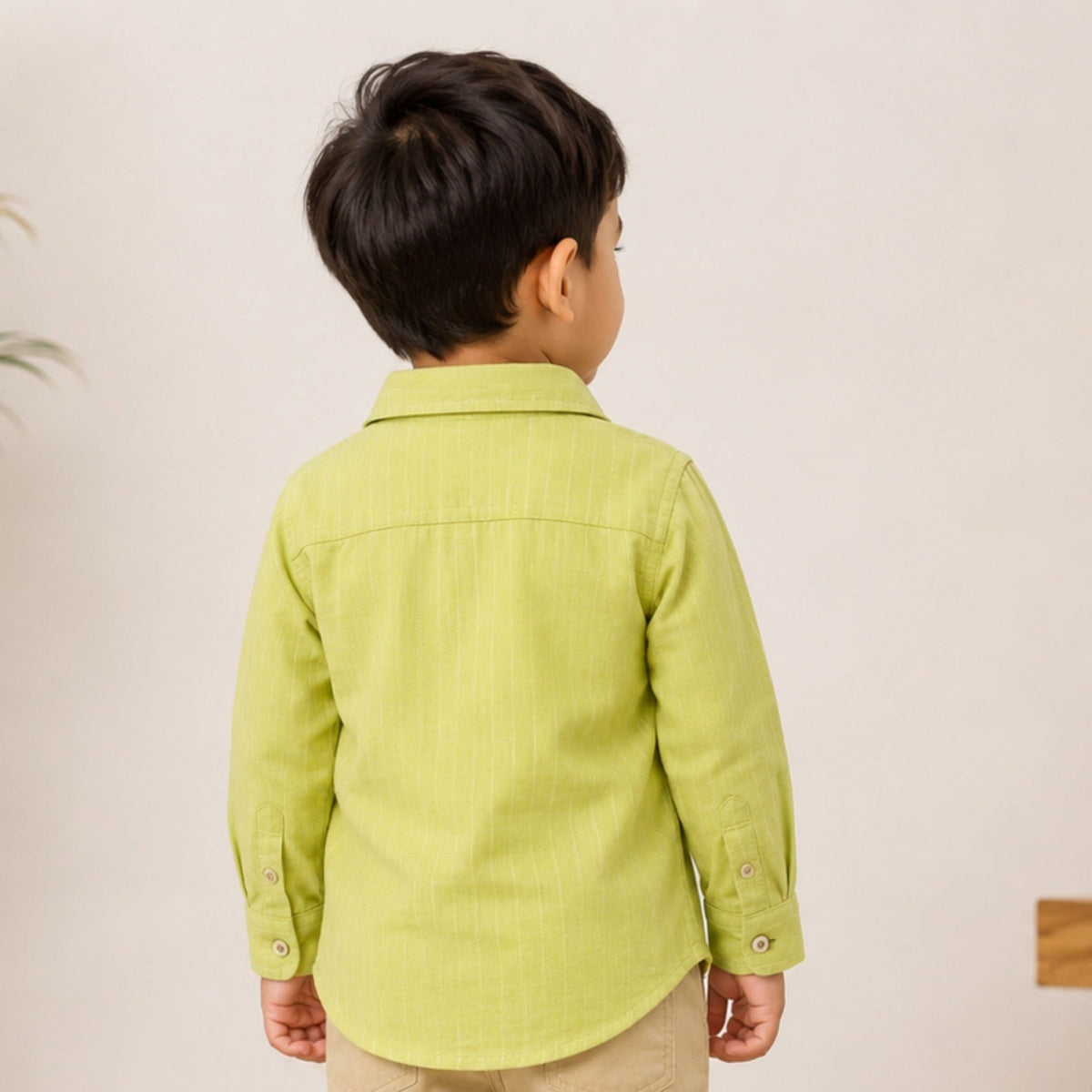 DONOO Boys Green & White Striped Shirt | Full Sleeve Shirt 18M–14Y - SMILE BABY
