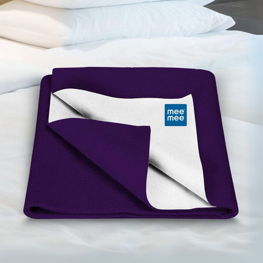 Mee Mee Reusable Water Proof Cotton Bed Protector Sheet/Extra Absorbent Mat/Dry Sheets/Urine Sheet/Dry Mat (50cmX700cm/70cmX100cm/140cmX100cm) (S/M/L) D Purple COLOR
