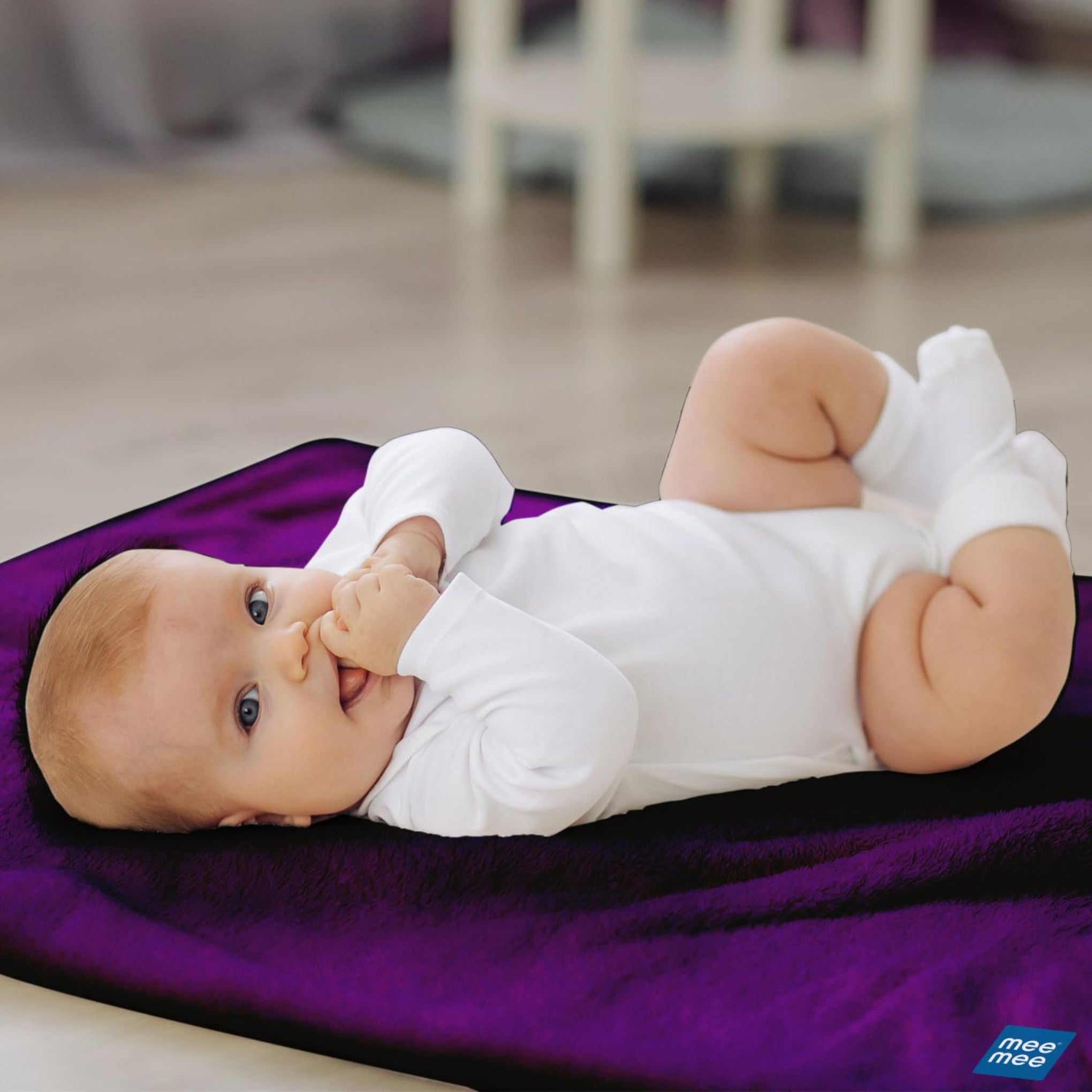 Mee Mee Reusable Water Proof Cotton Bed Protector Sheet/Extra Absorbent Mat/Dry Sheets/Urine Sheet/Dry Mat (50cmX700cm/70cmX100cm/140cmX100cm) (S/M/L) D Purple COLOR