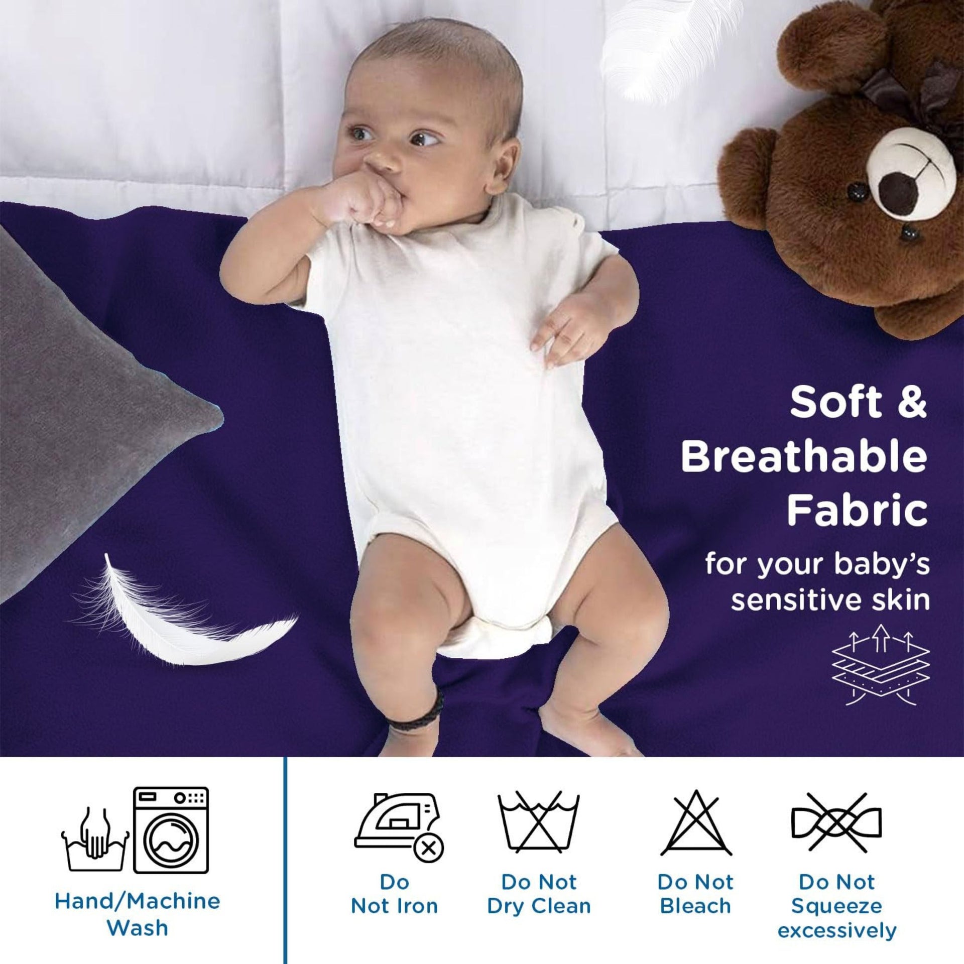 Mee Mee Reusable Water Proof Cotton Bed Protector Sheet/Extra Absorbent Mat/Dry Sheets/Urine Sheet/Dry Mat (50cmX700cm/70cmX100cm/140cmX100cm) (S/M/L) D Purple COLOR