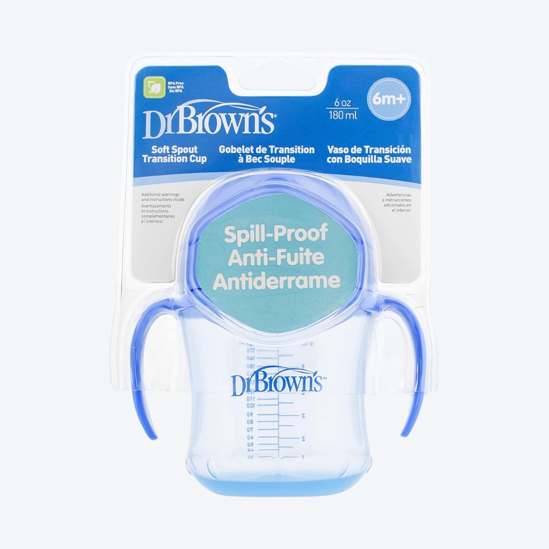 Dr. Brown's Soft-Spout Transition Cup, 6 oz (6m+), Blue,