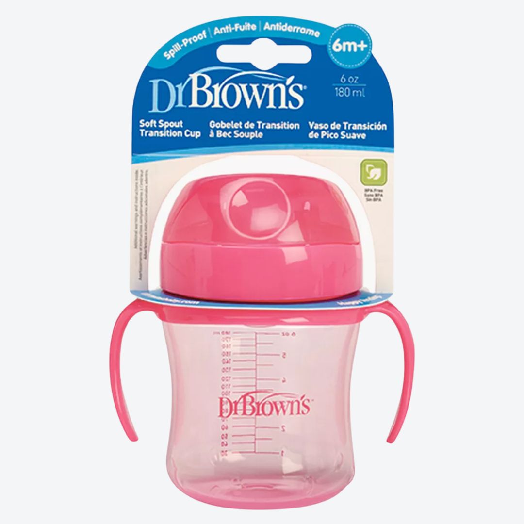 Dr. Brown's Soft-Spout Transition Cup, 6 oz (6m+), pink