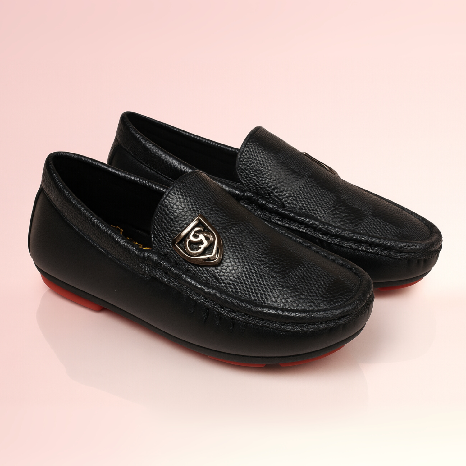 Smile Baby Classic Leather Look Loafers – Brown And Black Formal Shoes for Boys (1–8 Years)