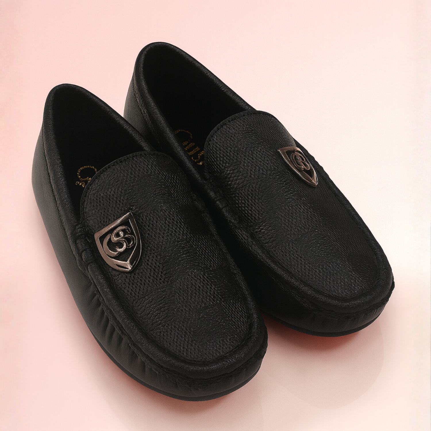 Smile Baby Classic Leather Look Loafers – Brown And Black Formal Shoes for Boys (1–8 Years)