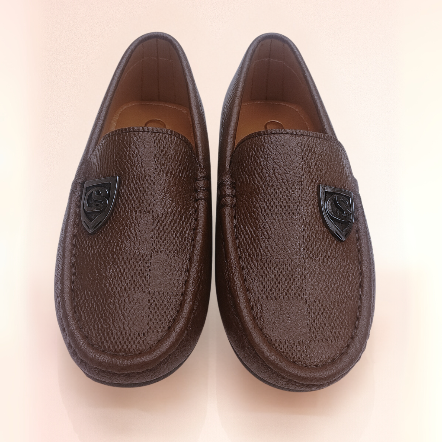 Smile Baby Classic Leather Look Loafers – Brown And Black Formal Shoes for Boys (1–8 Years)