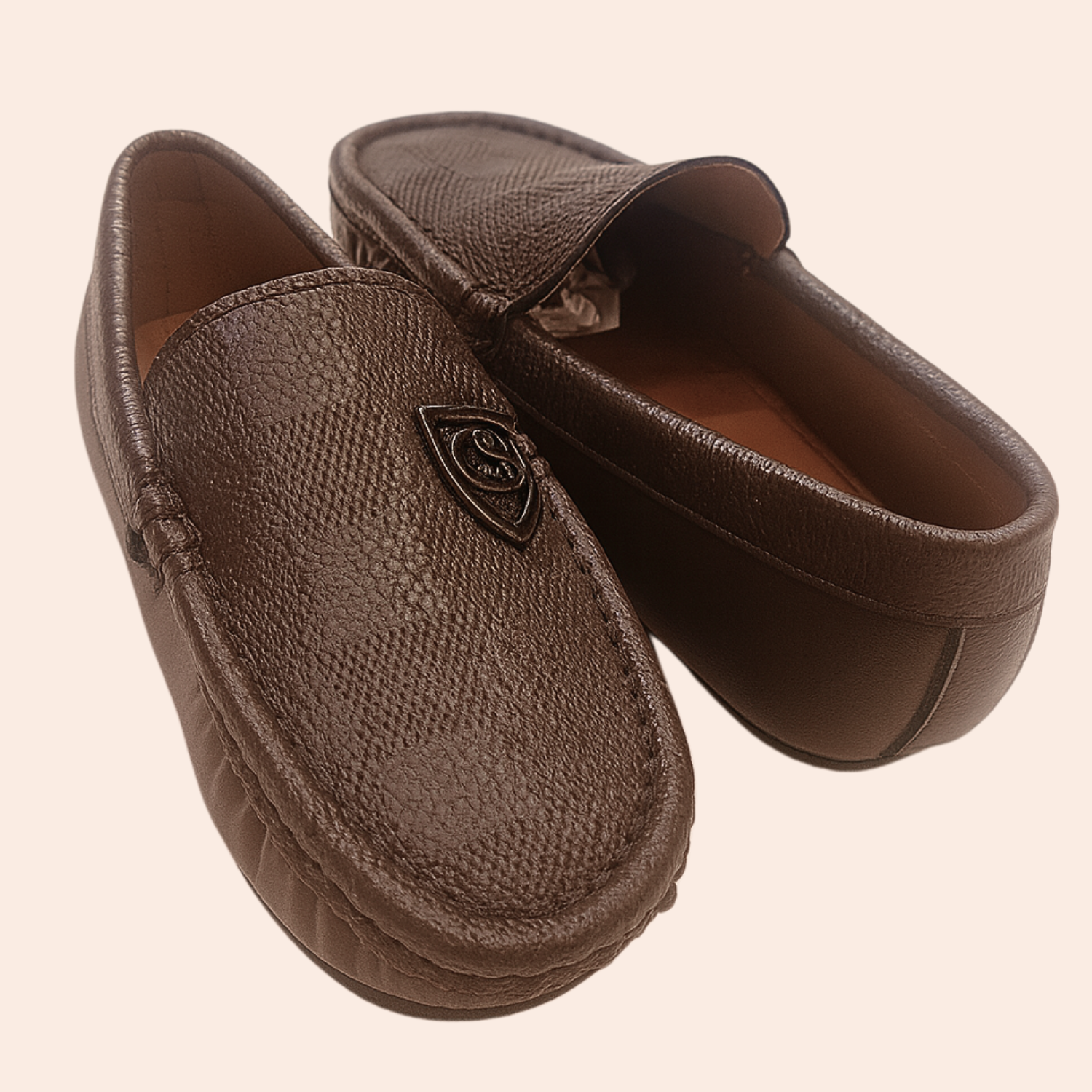 Smile Baby Classic Leather Look Loafers – Brown And Black Formal Shoes for Boys (1–8 Years)