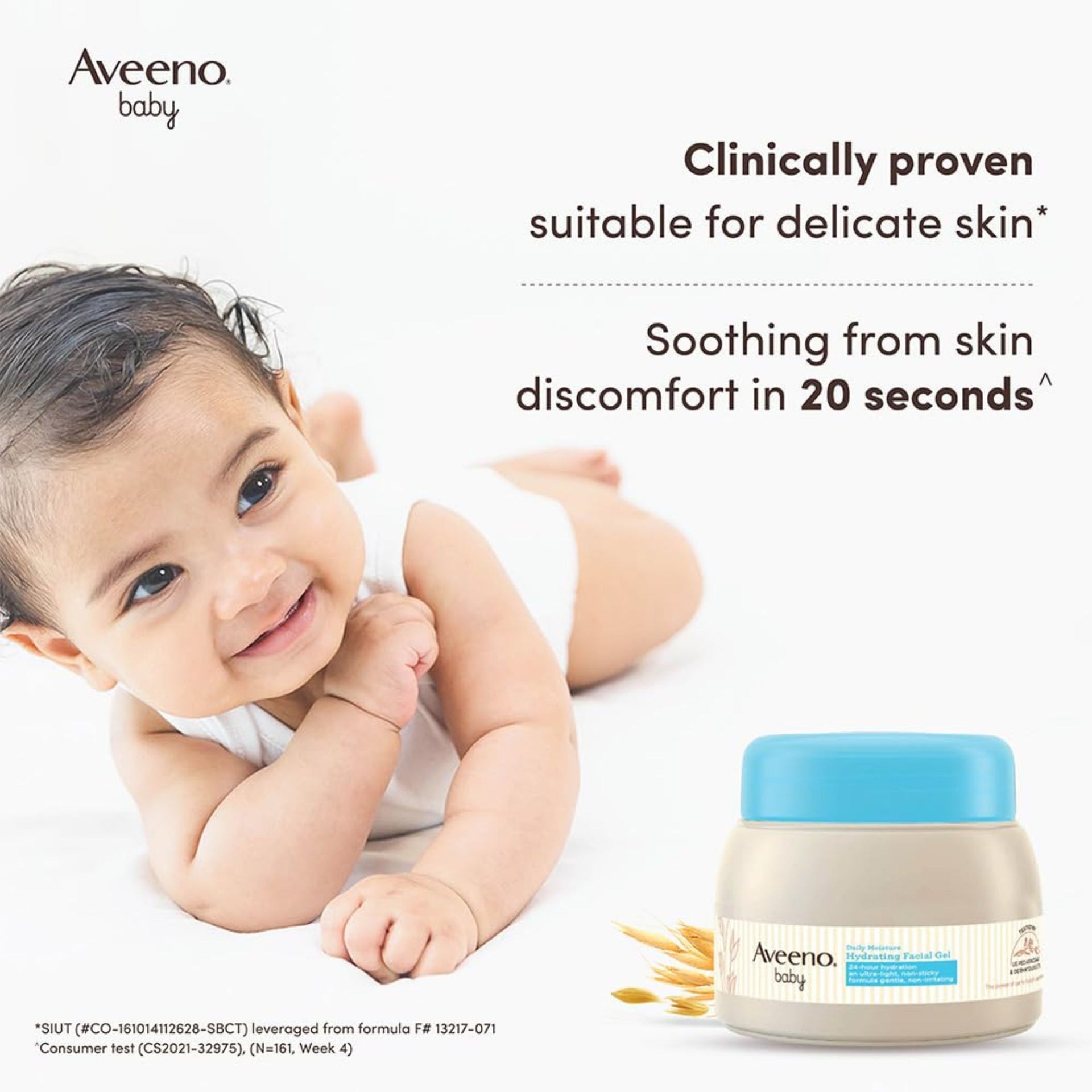 Aveeno Baby Daily Moisture Hydrating Facial Gel (cream) 60g I Ultra-Light | 24 Hours Moisturisation Face Cream | Triple Oat Extract & Avocado Oil I Paediatrician Recommended I Newborn Infants & Children