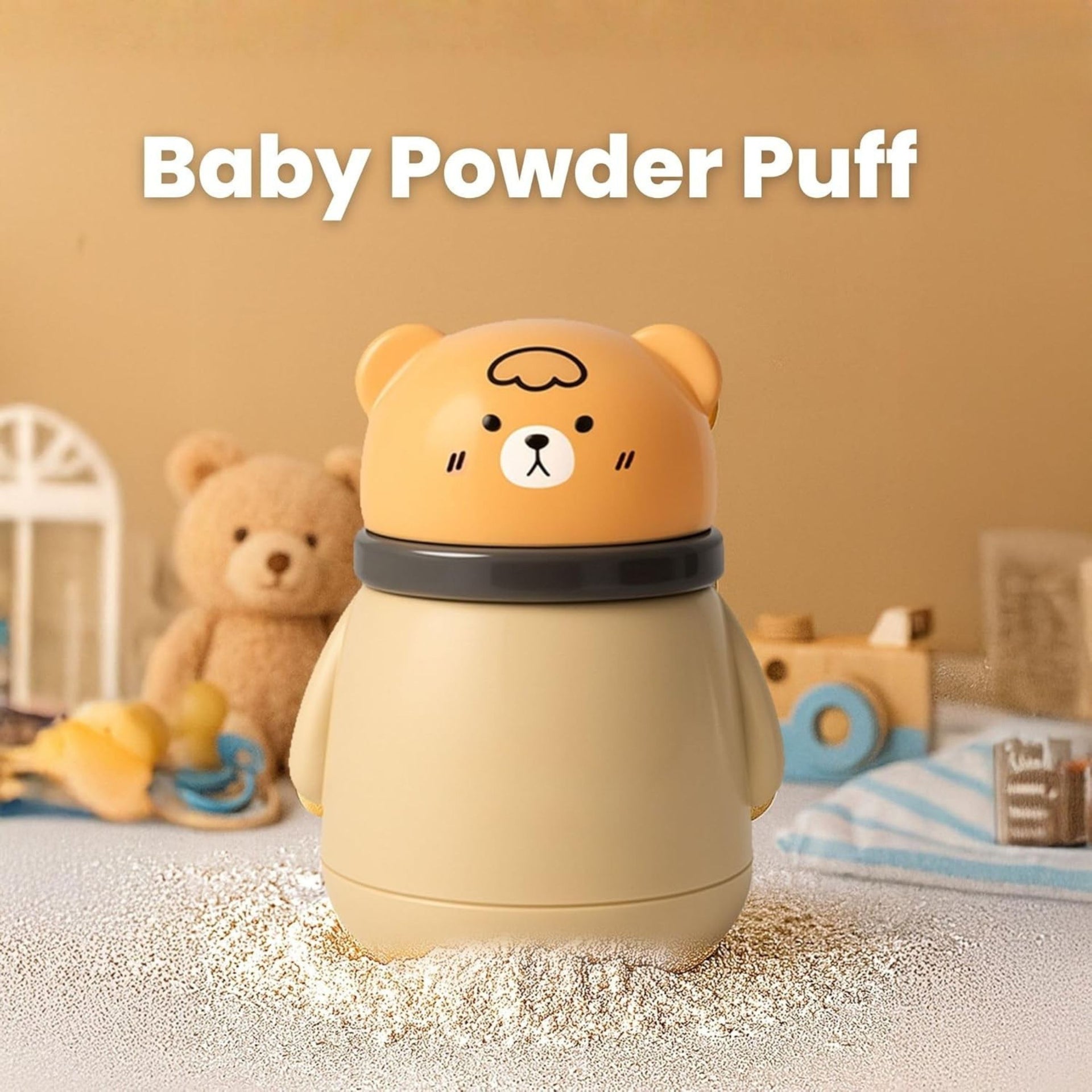 Smile Baby Bear-Shaped Powder Puff | Gentle Baby Powder Dispenser