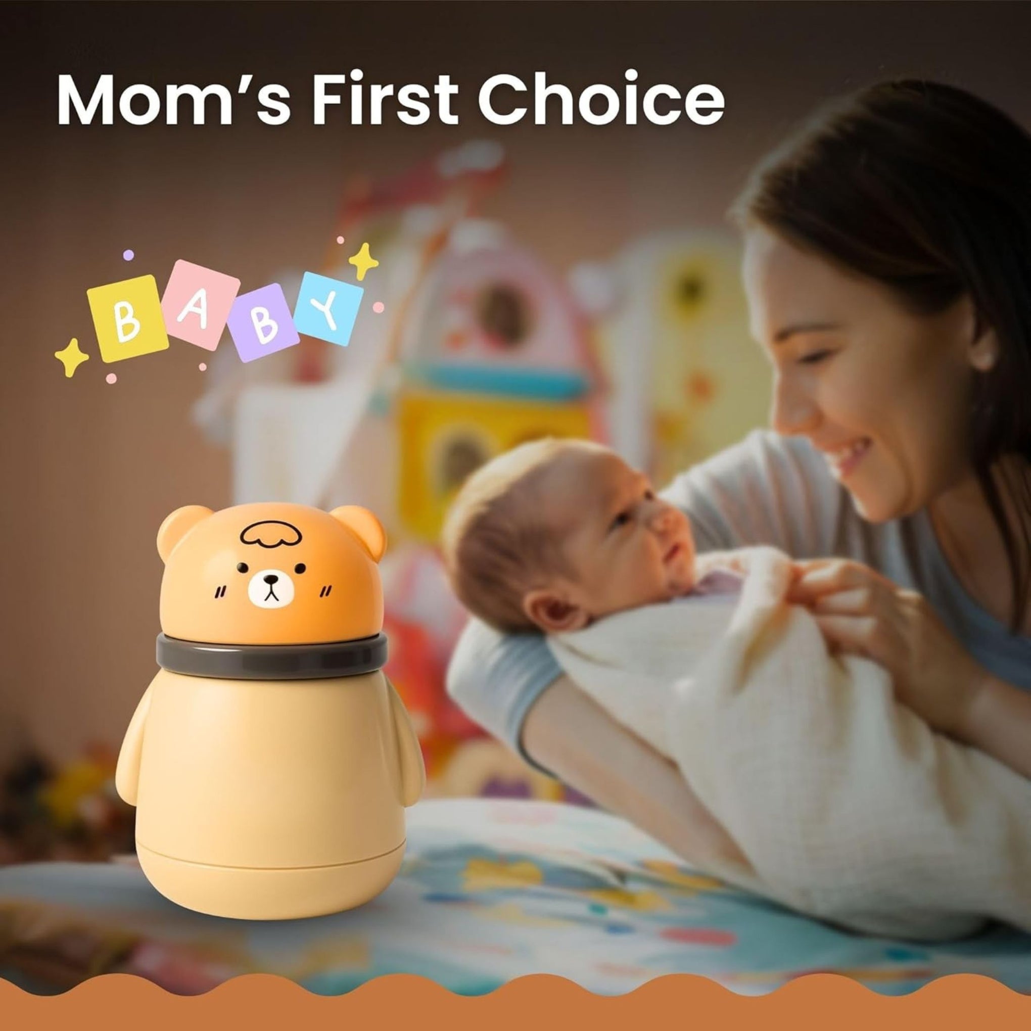 Smile Baby Bear-Shaped Powder Puff | Gentle Baby Powder Dispenser