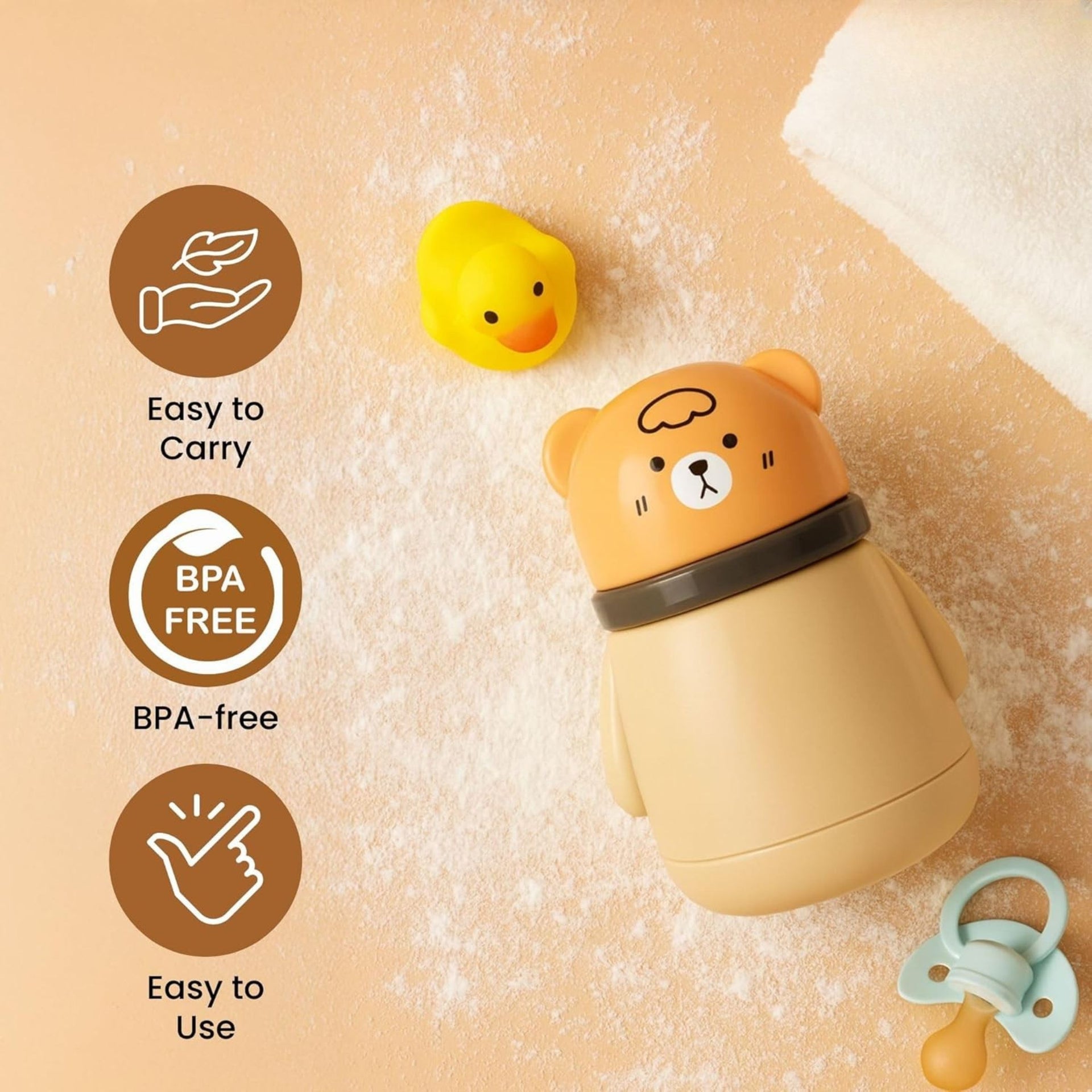 Smile Baby Bear-Shaped Powder Puff | Gentle Baby Powder Dispenser
