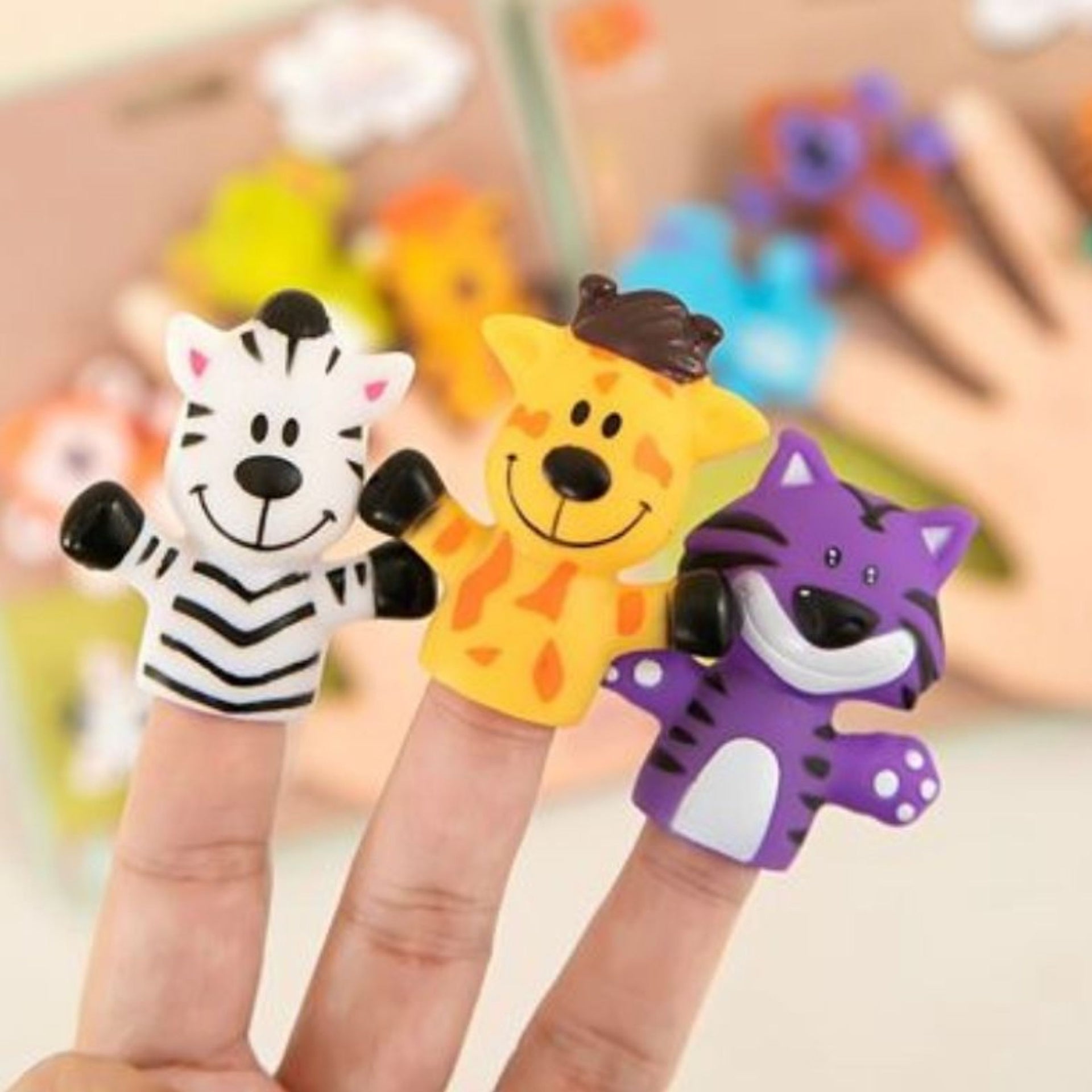 Smile Baby Finger Puppets Toys for Kids - Pack of 5 Rubber Animal Puppets Toys for Toddlers, Colorful Storytelling Puppet Toy for Toddlers, Washable Finger Puppets for Toddlers (Multicolor)