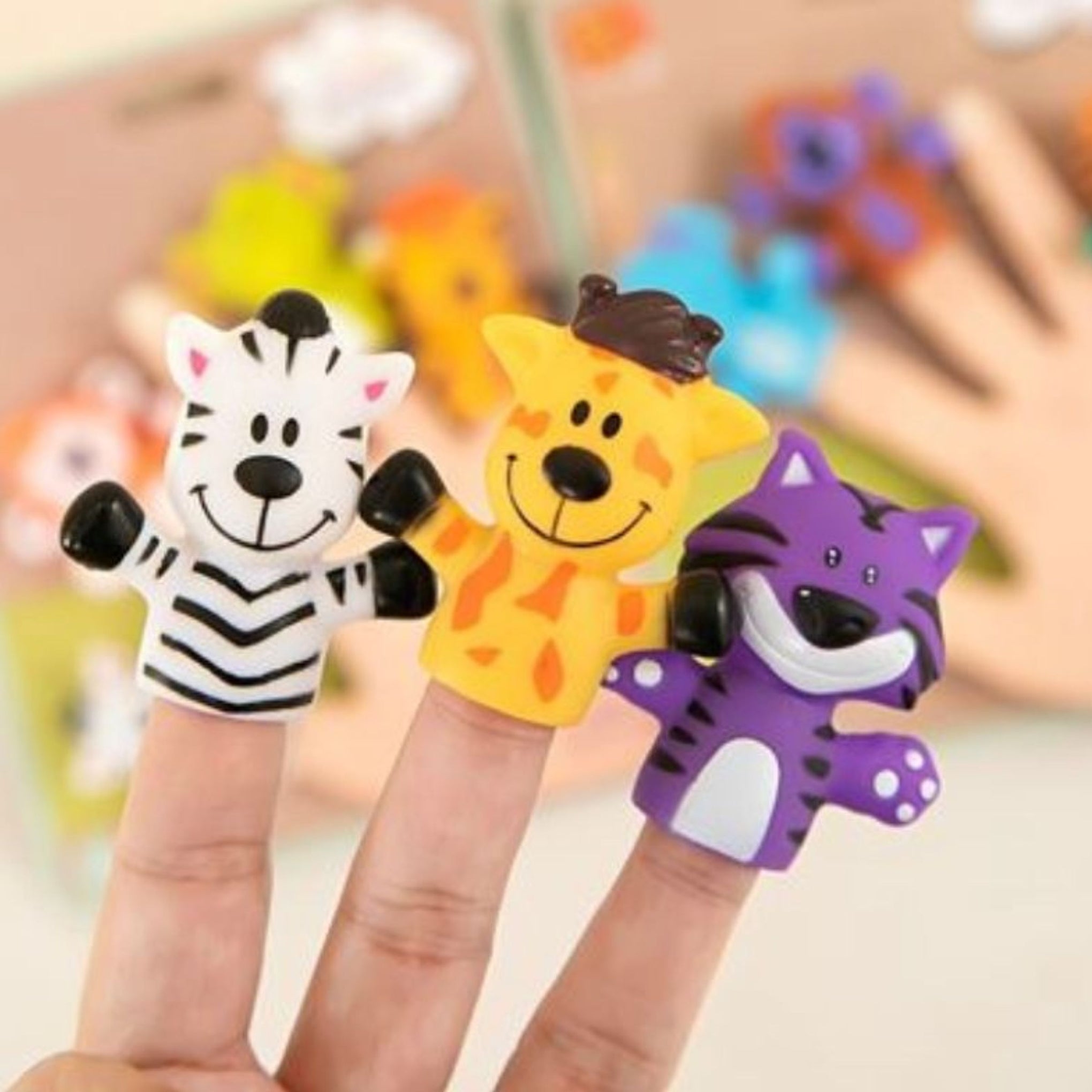 Smile Baby Finger Puppets Toys for Kids - Pack of 5 Rubber Animal Puppets Toys for Toddlers, Colorful Storytelling Puppet Toy for Toddlers, Washable Finger Puppets for Toddlers (Multicolor)