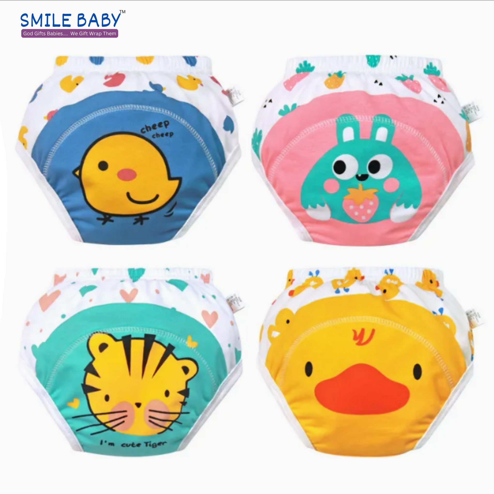 Smile Baby Potty Training Pants Boys Girls Training Underwear Reusable (2025) PACK OF 4 | 0 to 2 year