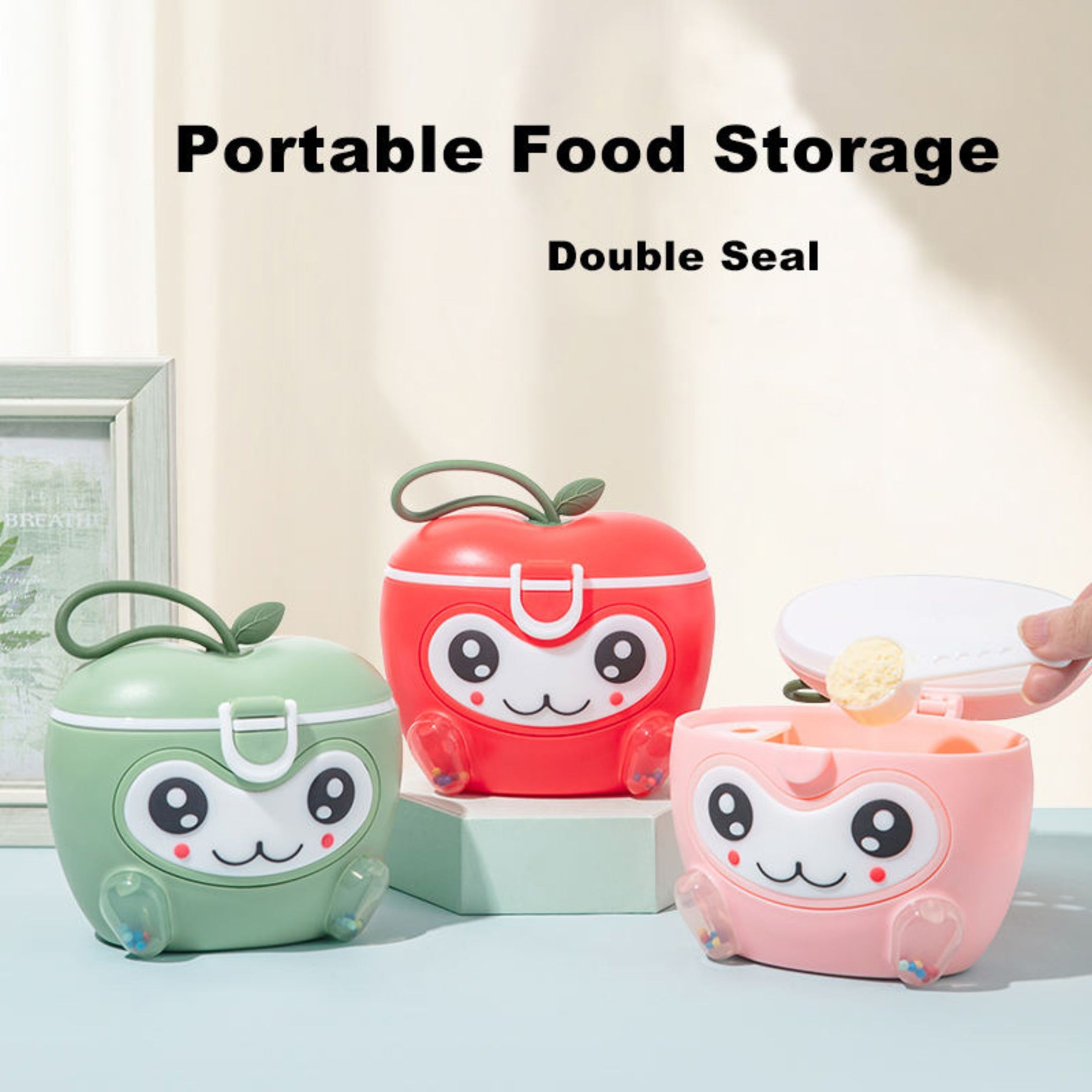 Smile Baby Apple-Shaped Milk Container | Cute & Portable Baby Formula Storage Box | Pink, Red & Green
