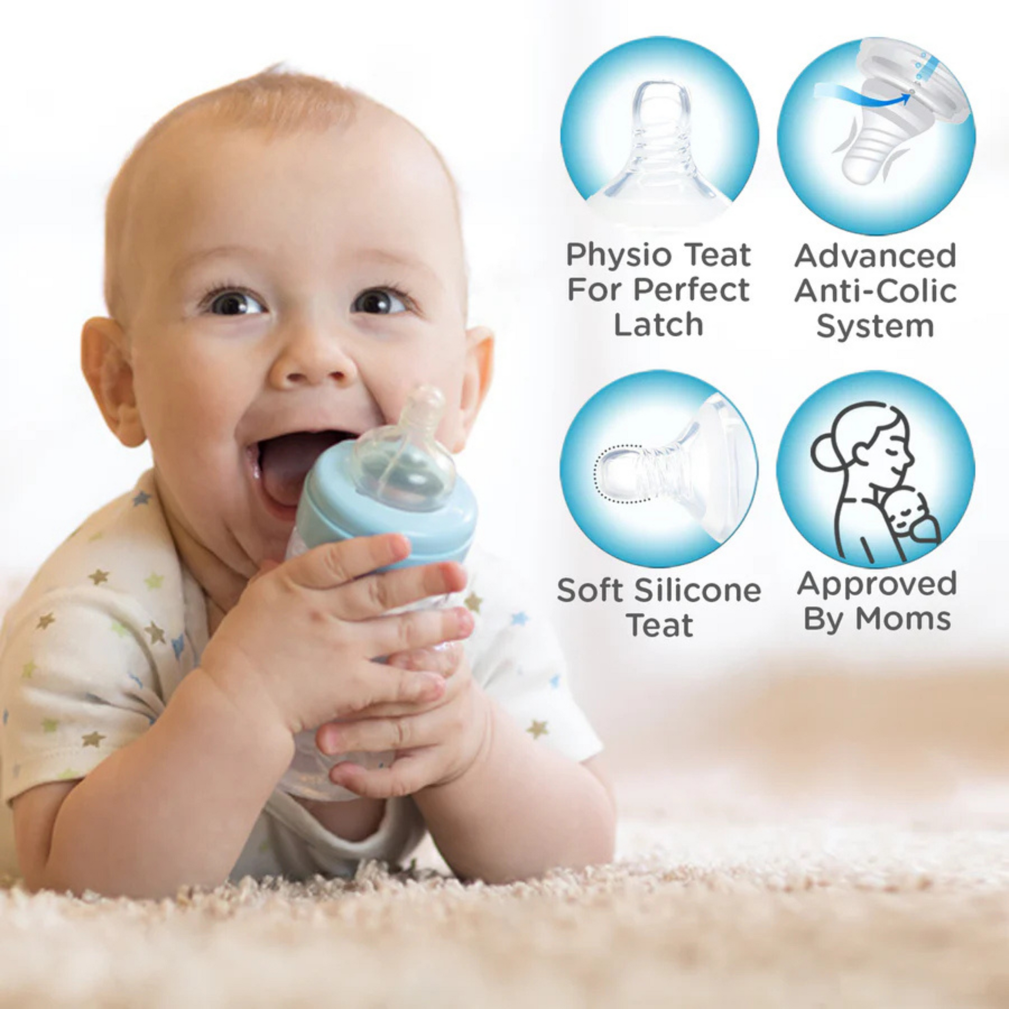 Mee Mee Premium Baby Glass Feeding Bottle (50 ml,)