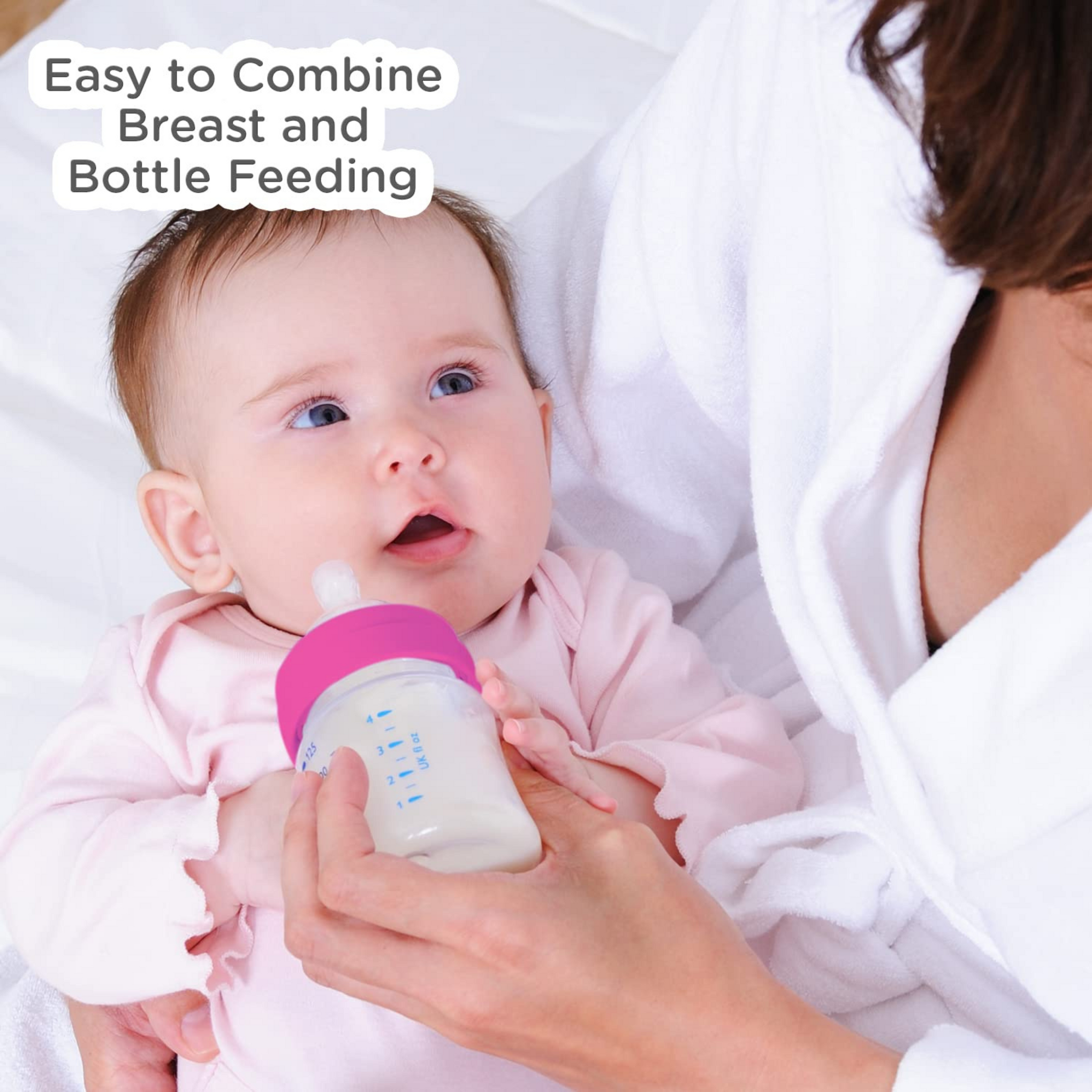 Mee Mee Premium Glass Feeding Bottle with Eazy-Flow Technology, Anti-Colic Valve,Anti Slip,BPA-free Baby Feeding Bottle For Babies & Toddlers(Pink, 120Ml)