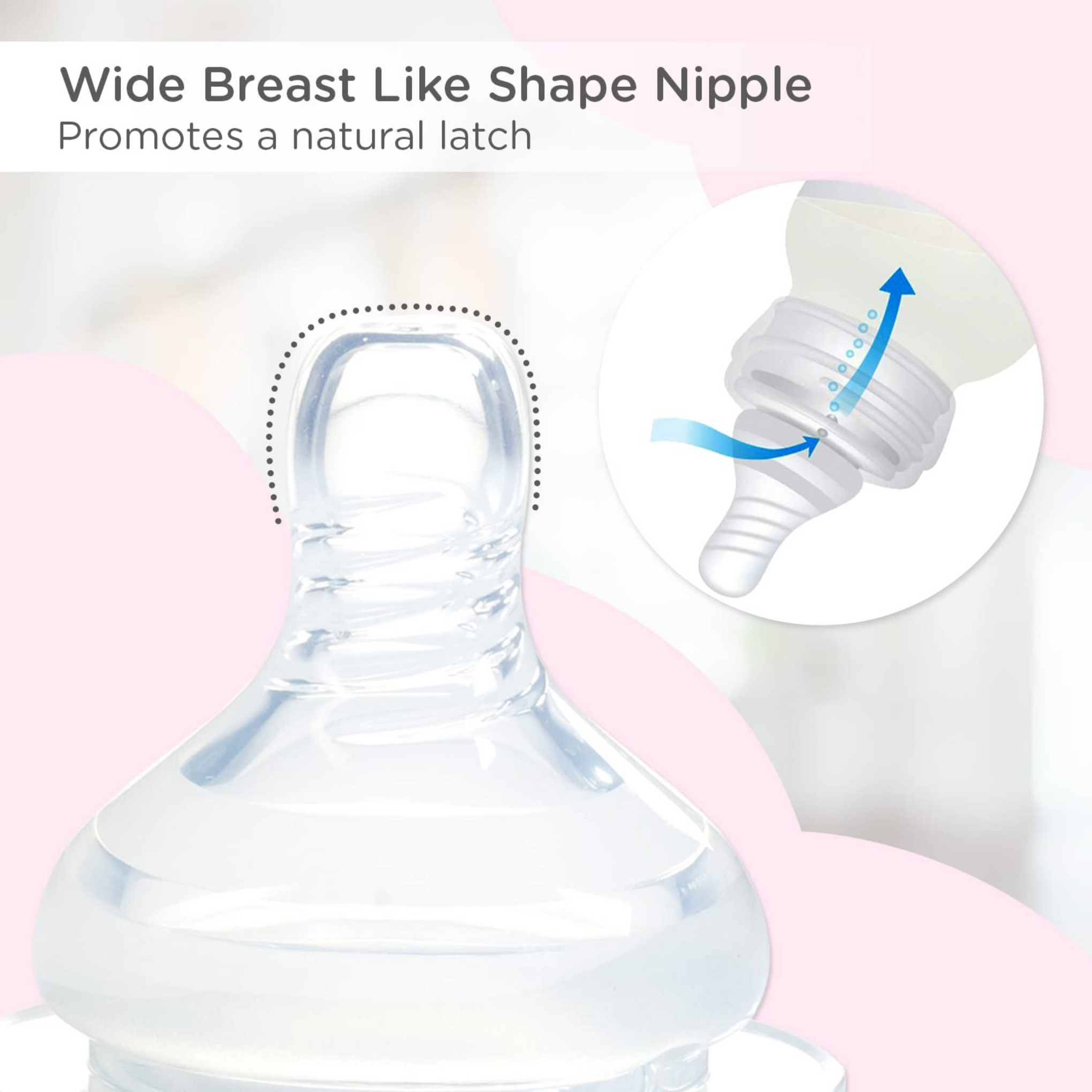 Mee Mee Premium Glass Feeding Bottle with Eazy-Flow Technology, Anti-Colic Valve,Anti Slip,BPA-free Baby Feeding Bottle For Babies & Toddlers(Pink, 120Ml)