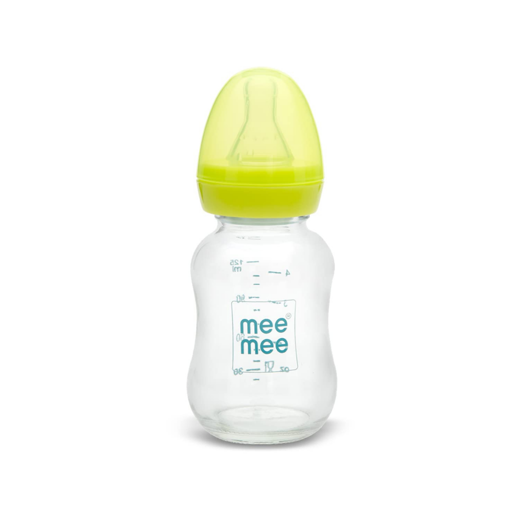 Mee Mee Premium Glass Feeding Bottle with Eazy-Flow Technology, Anti-Colic Valve,Anti Slip,BPA-free Baby Feeding Bottle For Babies & Toddlers(Pink, 120Ml)