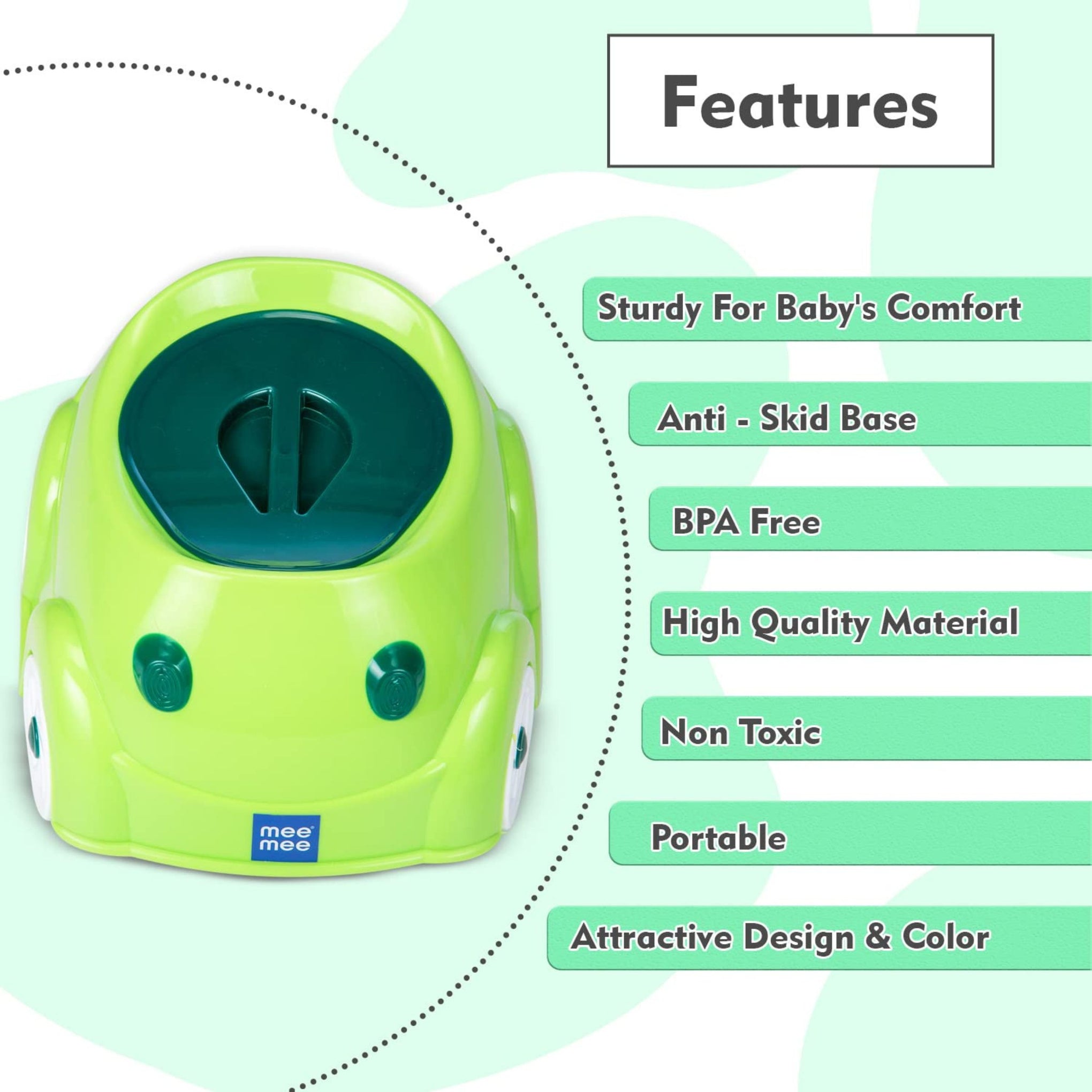 Mee Mee 2 in 1 Potty Chair & Baby Seat | Easy to Clean Potty with Cover | Car Potty with Storage (Green)